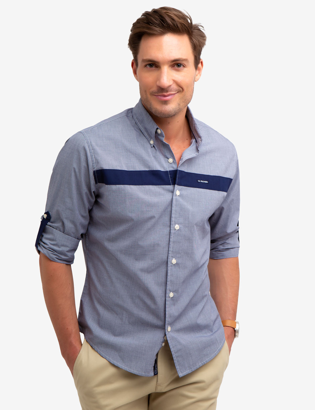 No-Tuck Horizontal Stripe Shirt with Reinforced Collar | U.S. Polo Assn.