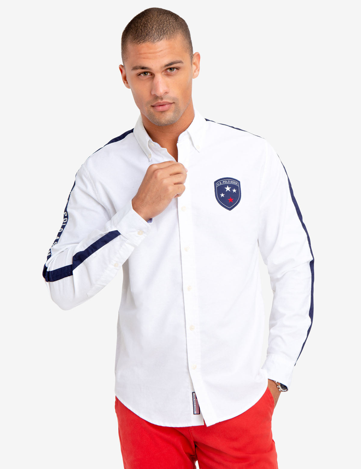 No-Tuck Cotton Shirt with Reinforced Collar & Contoured Hemline