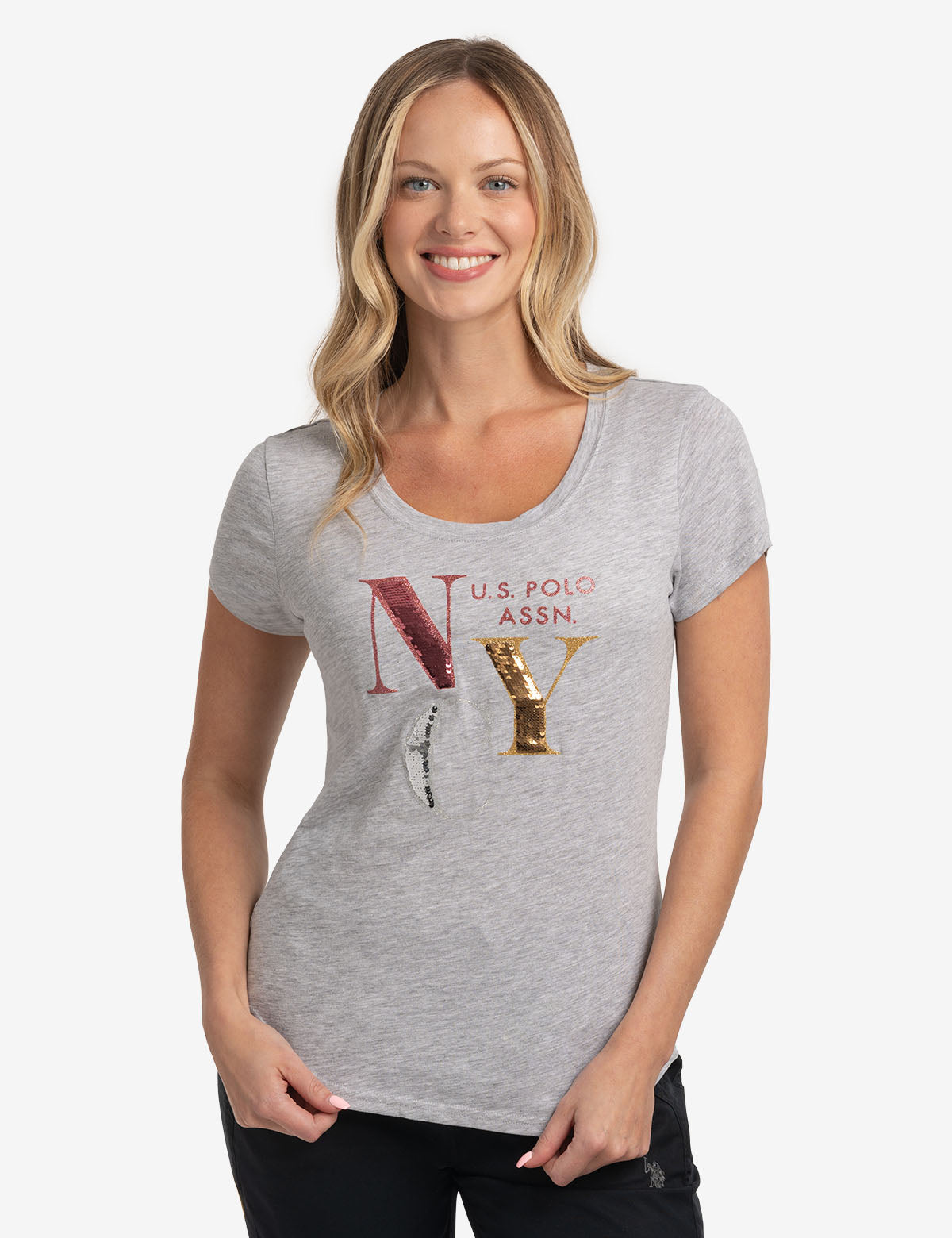 Sequins Semi Scoop Jersey T-Shirt | NYC Style