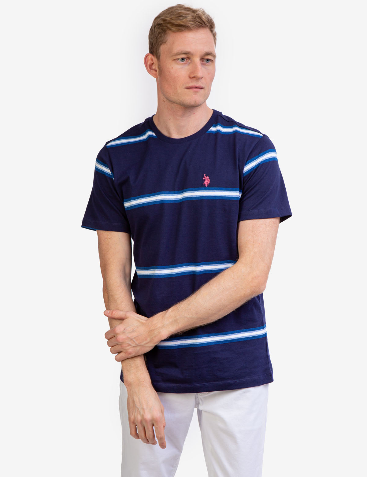 Ombre Stripe Jersey T-Shirt with Crew Neck & Short Sleeves