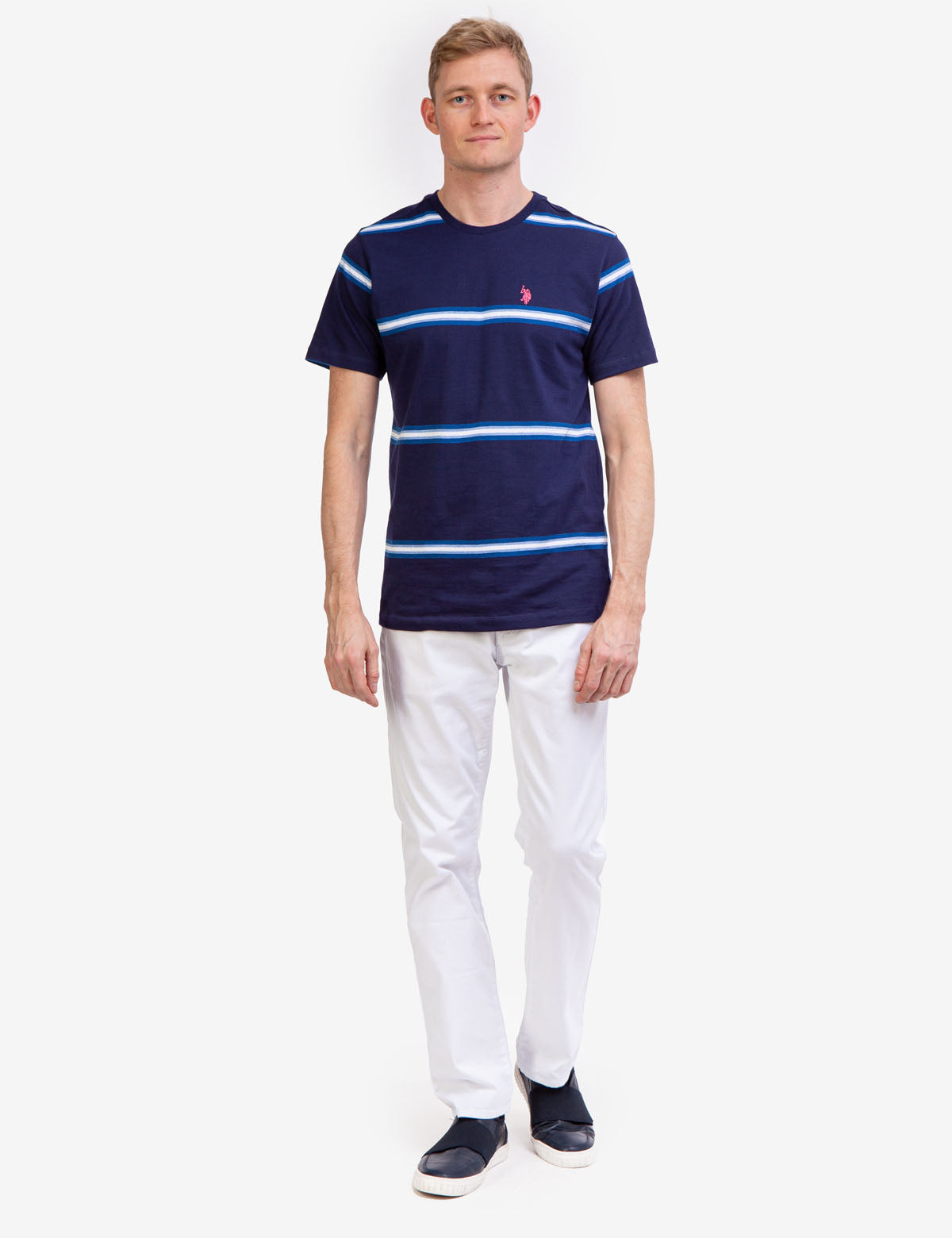 Ombre Stripe Jersey T-Shirt with Crew Neck & Short Sleeves