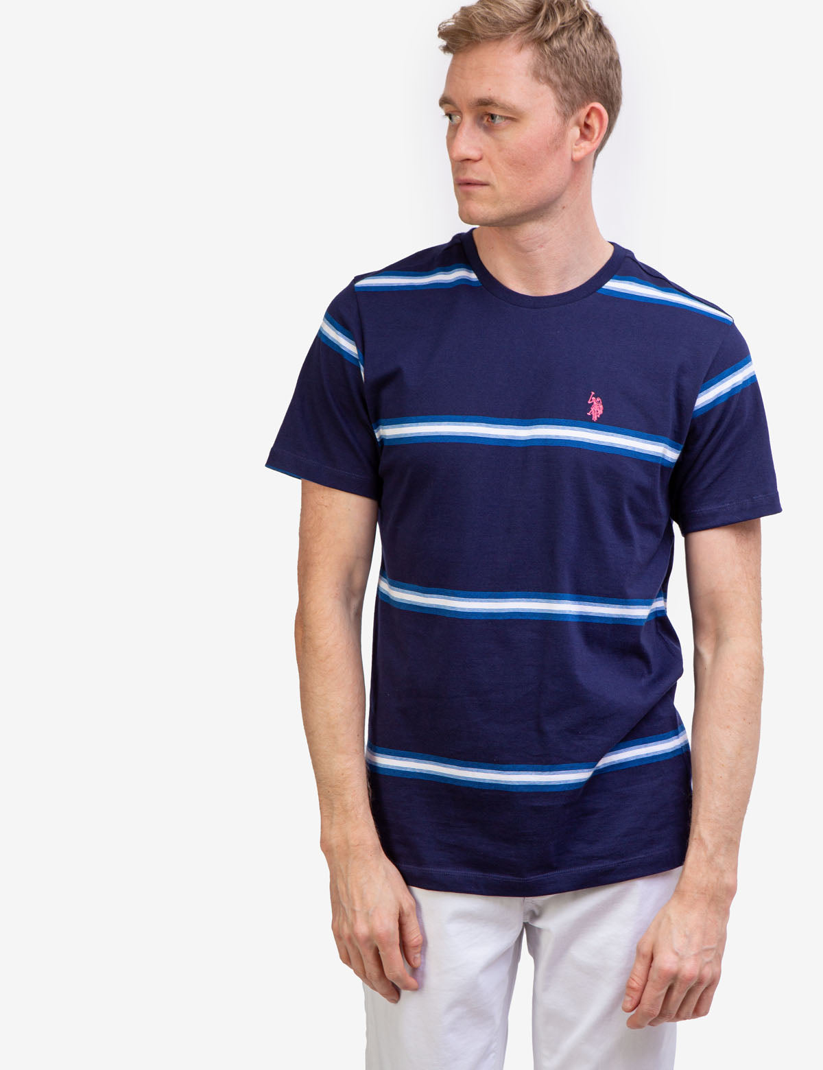 Ombre Stripe Jersey T-Shirt with Crew Neck & Short Sleeves