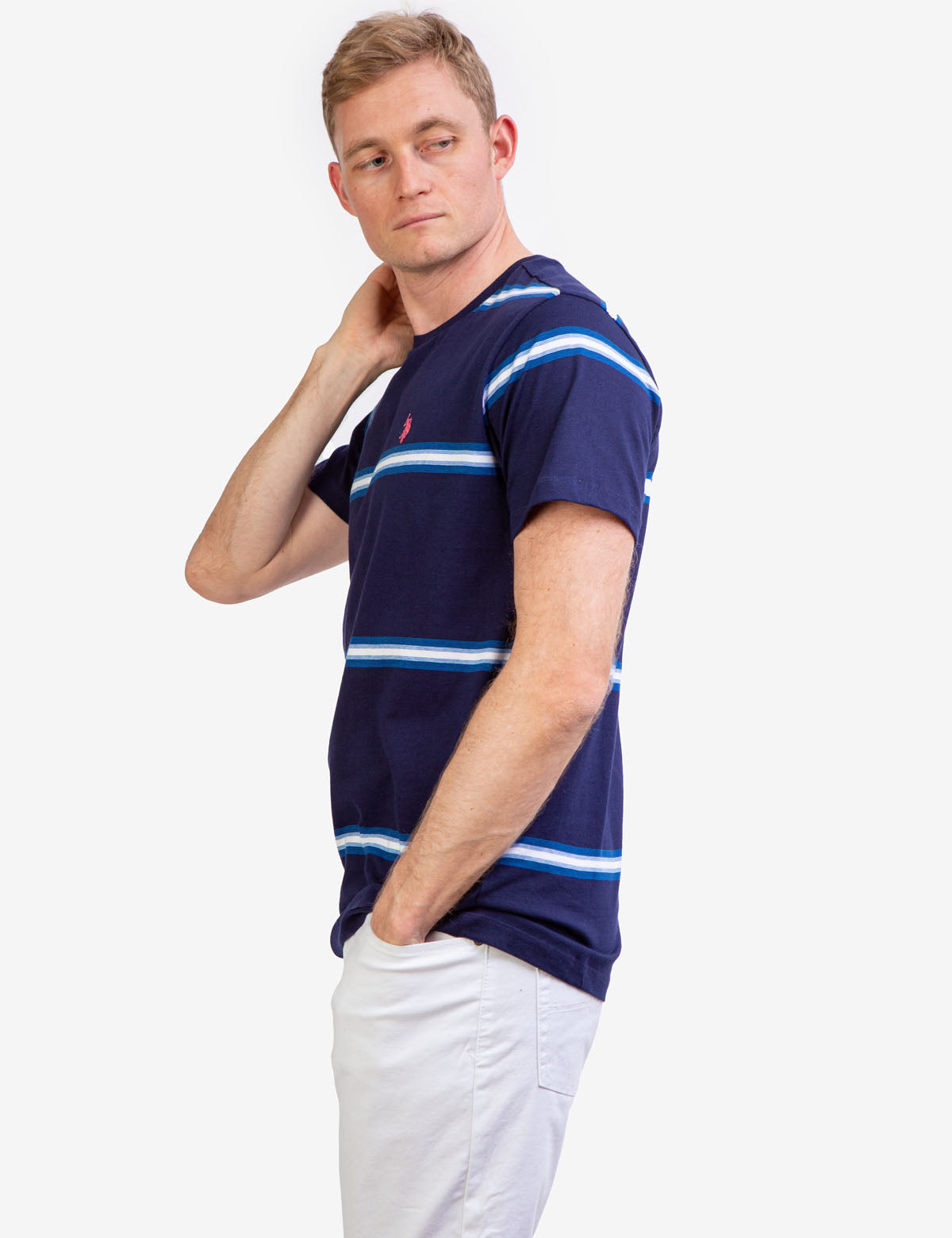 Ombre Stripe Jersey T-Shirt with Crew Neck & Short Sleeves