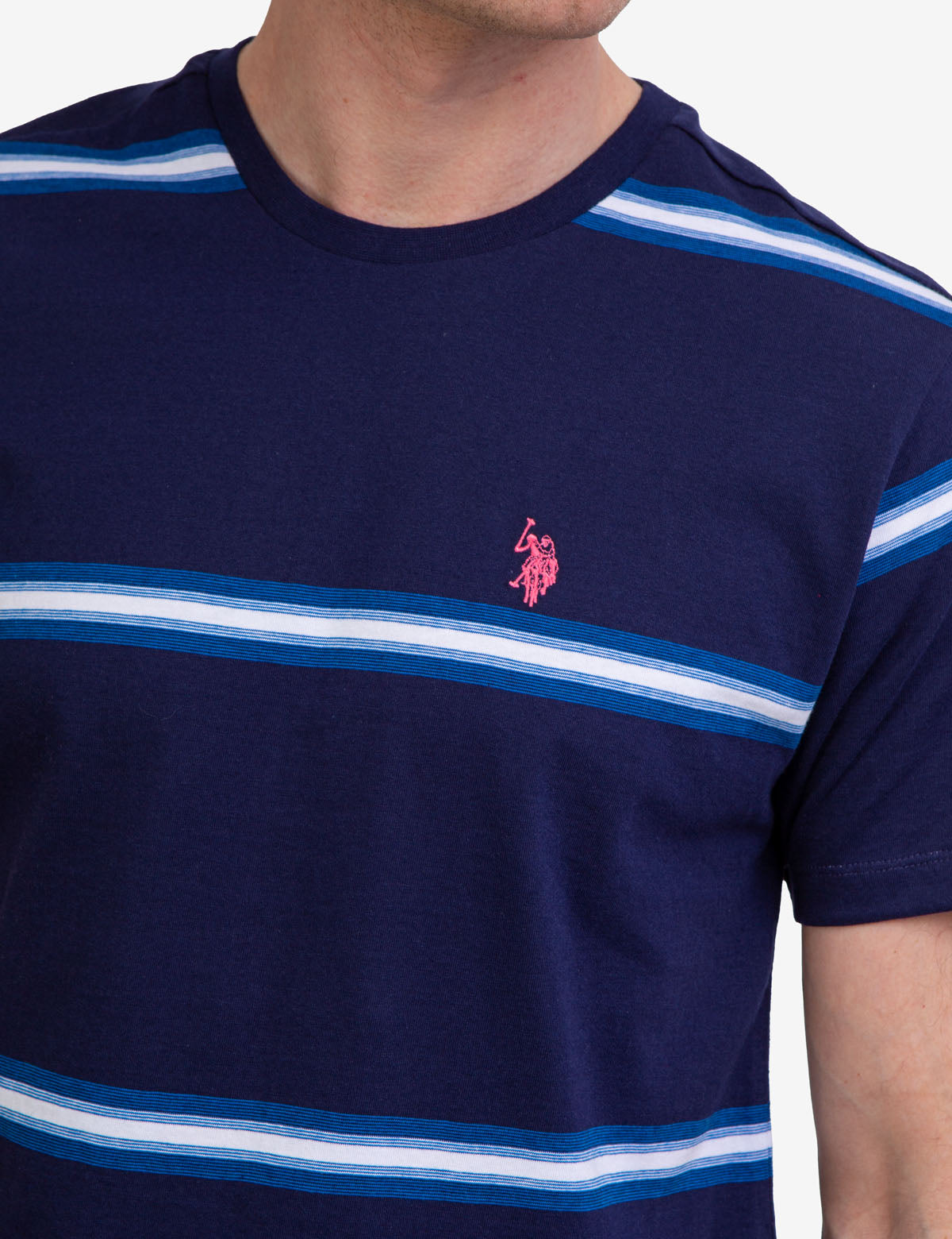 Ombre Stripe Jersey T-Shirt with Crew Neck & Short Sleeves