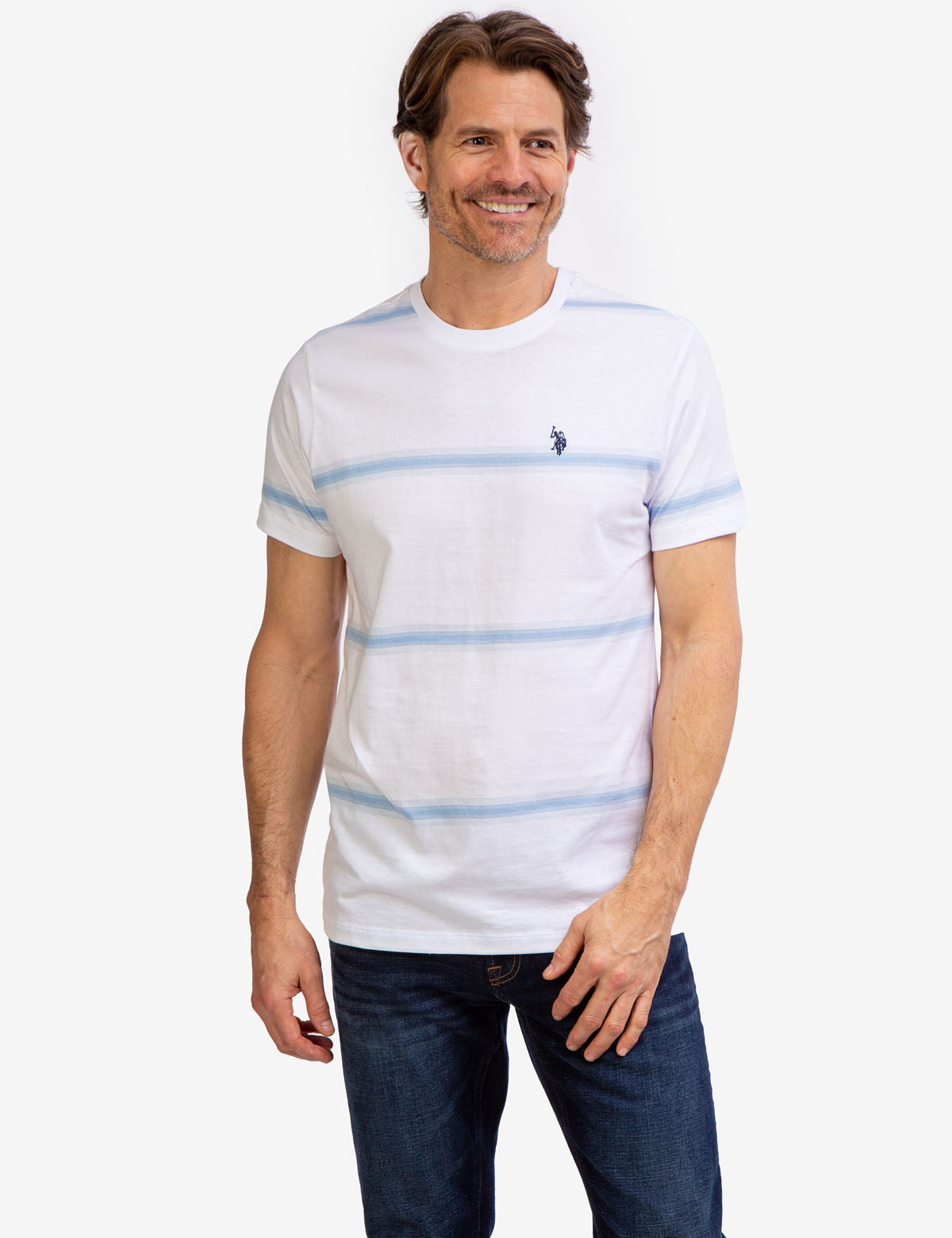 Ombre Stripe Jersey T-Shirt with Crew Neck & Short Sleeves