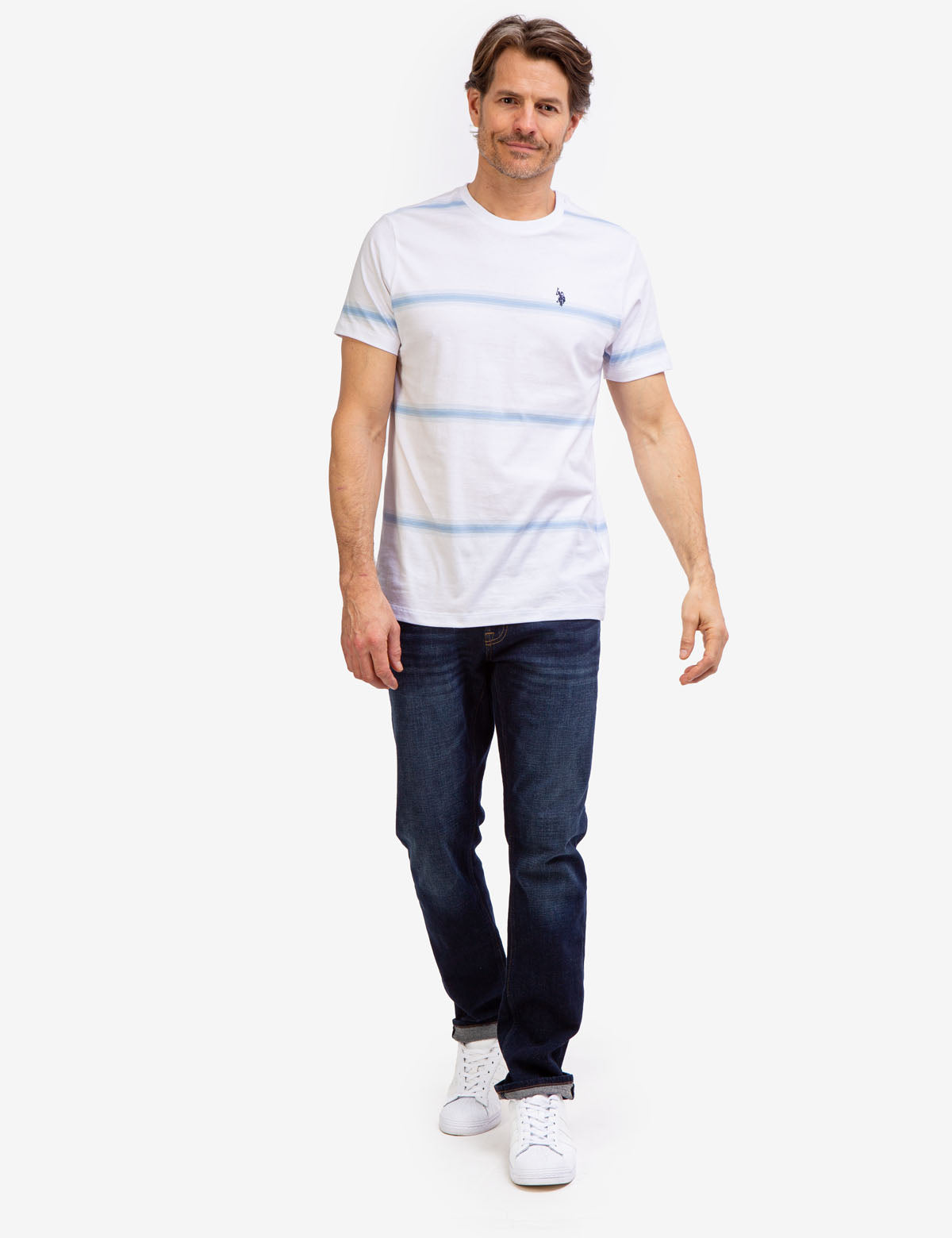 Ombre Stripe Jersey T-Shirt with Crew Neck & Short Sleeves