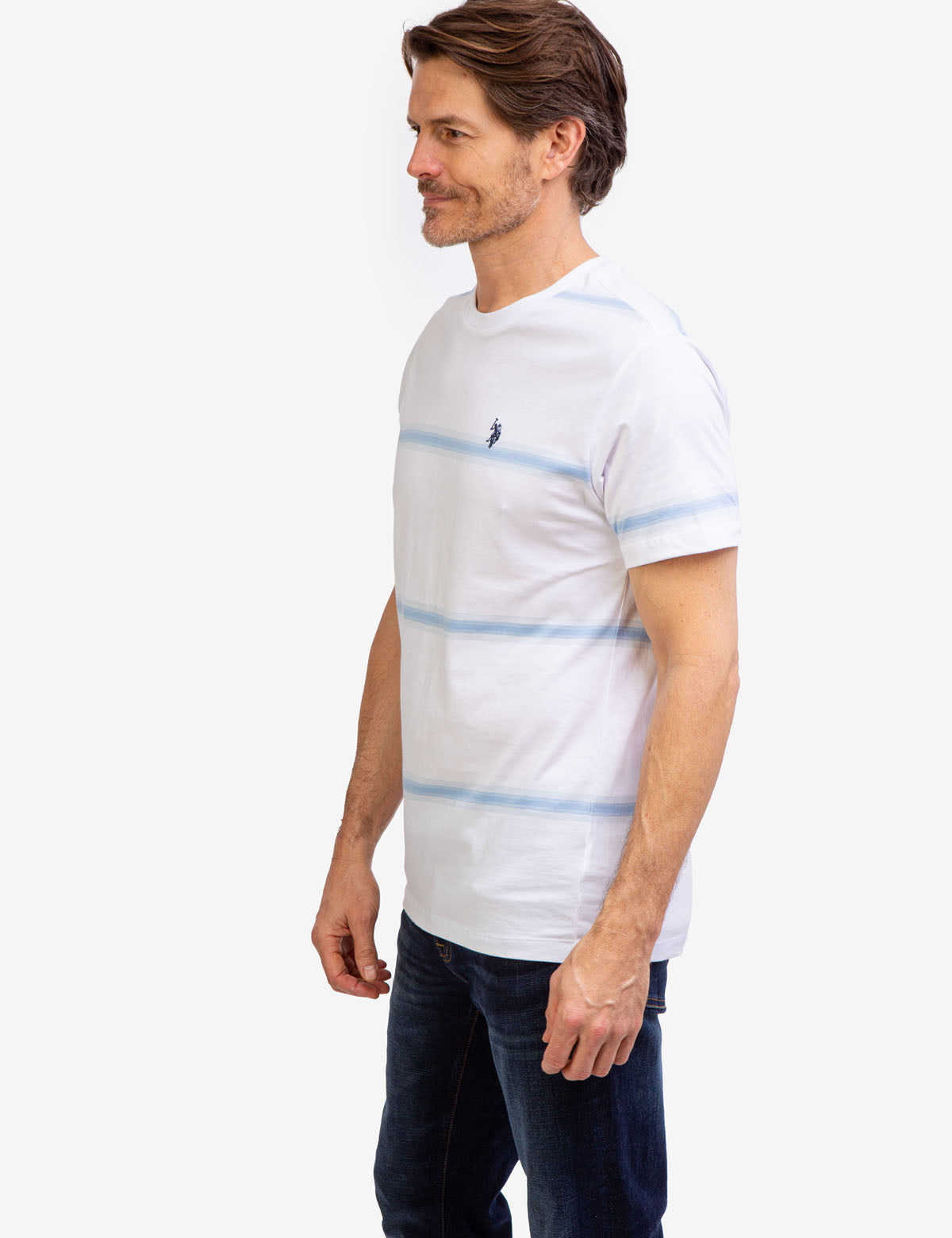 Ombre Stripe Jersey T-Shirt with Crew Neck & Short Sleeves