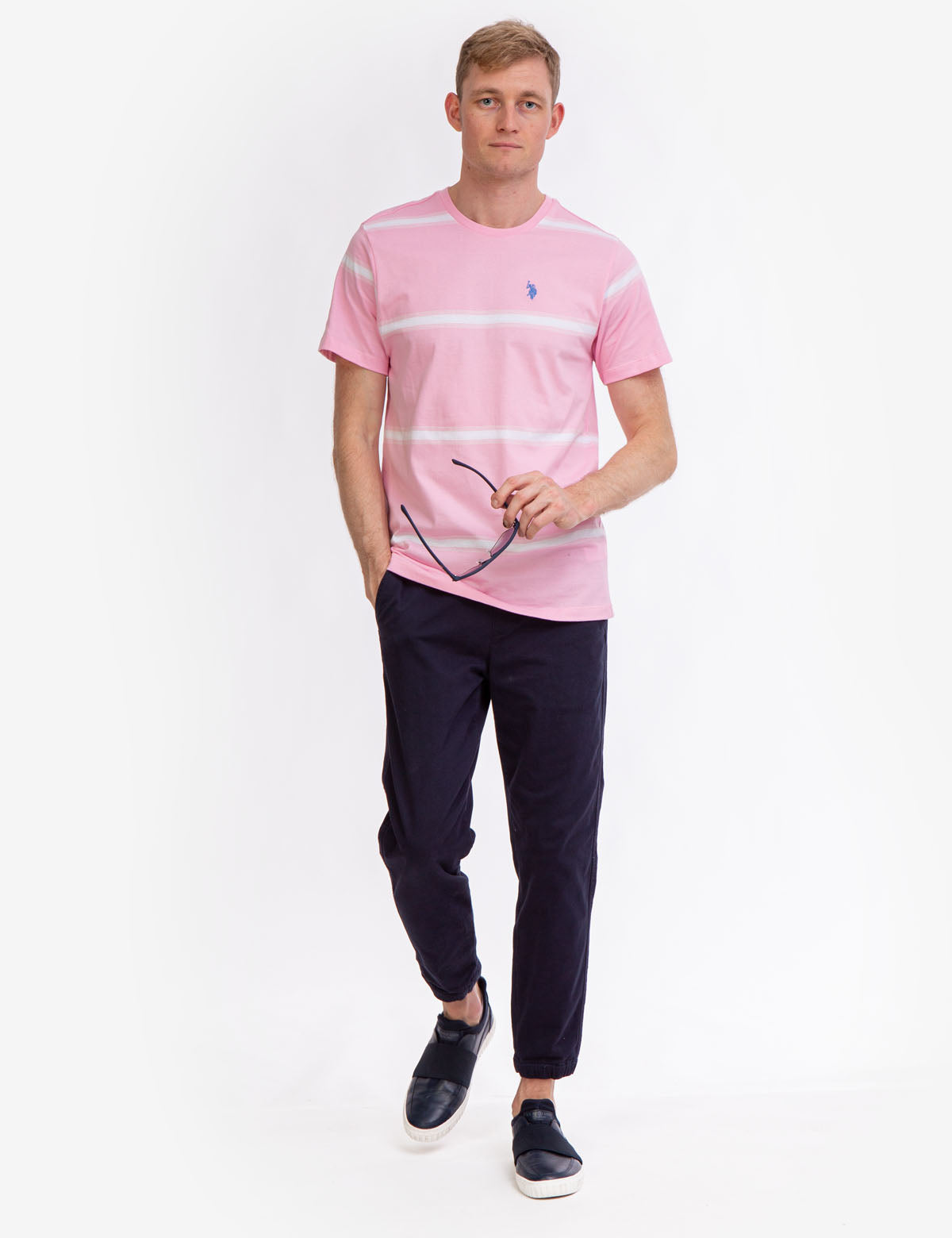 Ombre Stripe Jersey T-Shirt with Crew Neck & Short Sleeves