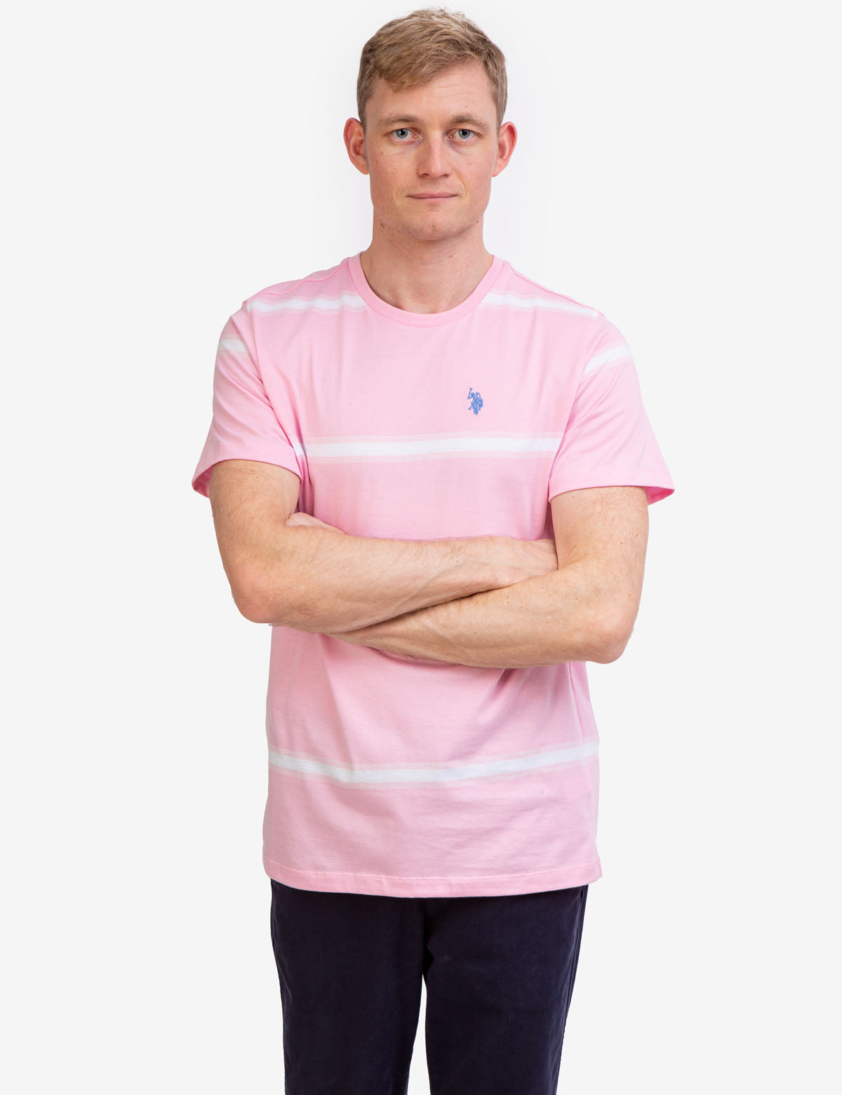 Ombre Stripe Jersey T-Shirt with Crew Neck & Short Sleeves