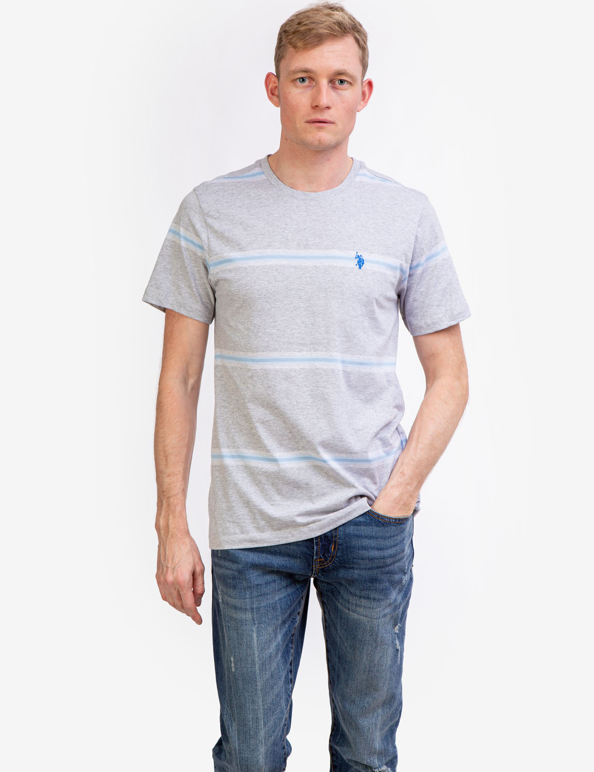 Ombre Stripe Jersey T-Shirt with Crew Neck & Short Sleeves