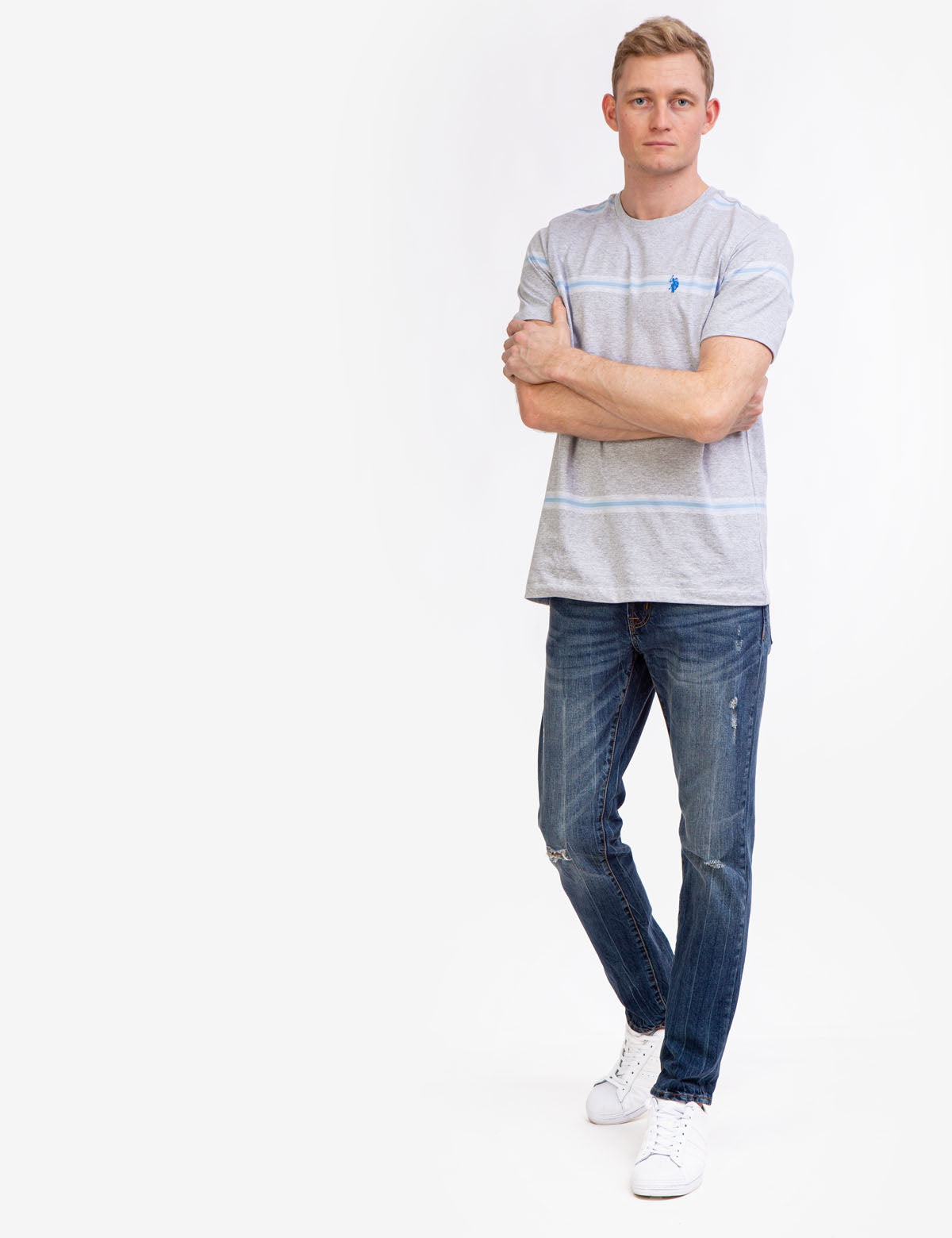 Ombre Stripe Jersey T-Shirt with Crew Neck & Short Sleeves