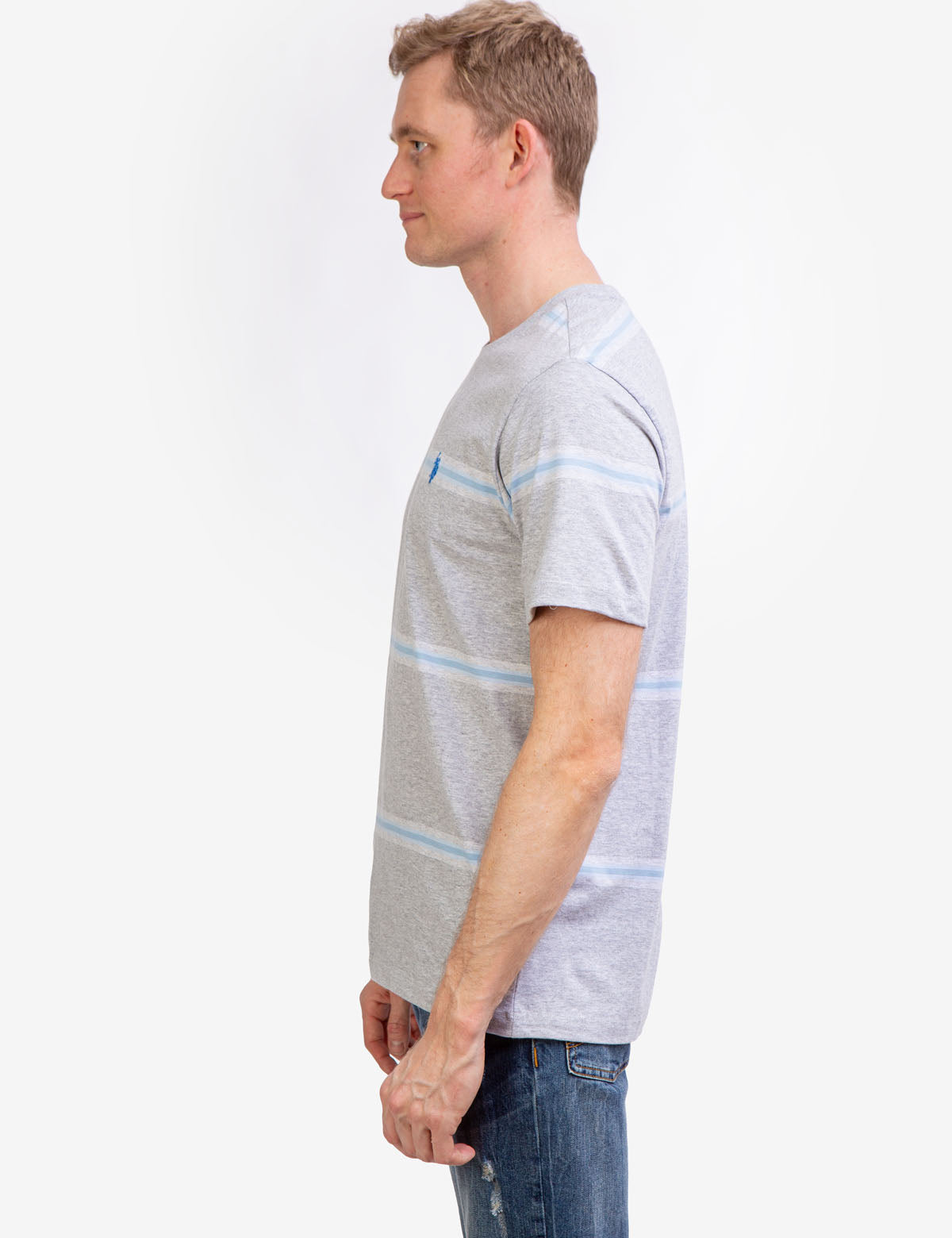 Ombre Stripe Jersey T-Shirt with Crew Neck & Short Sleeves