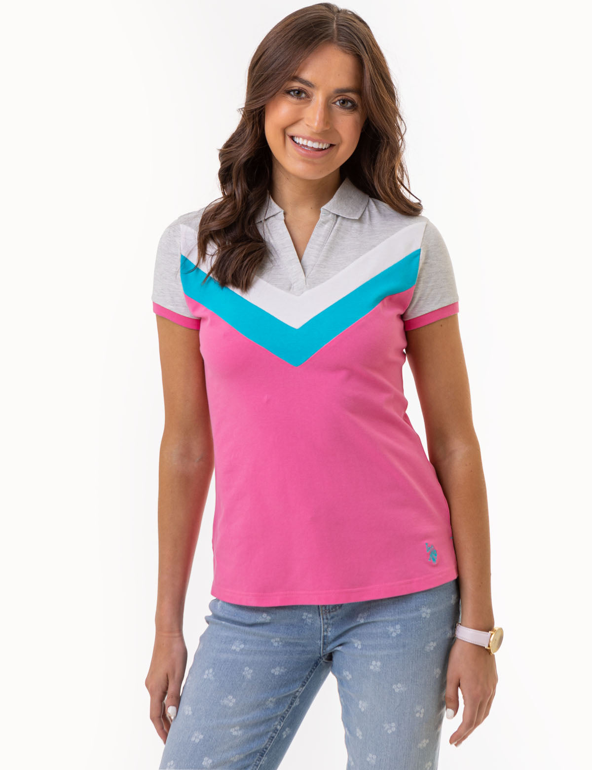 Chevron Polo Shirt with Open Placket | Classic Casual Style