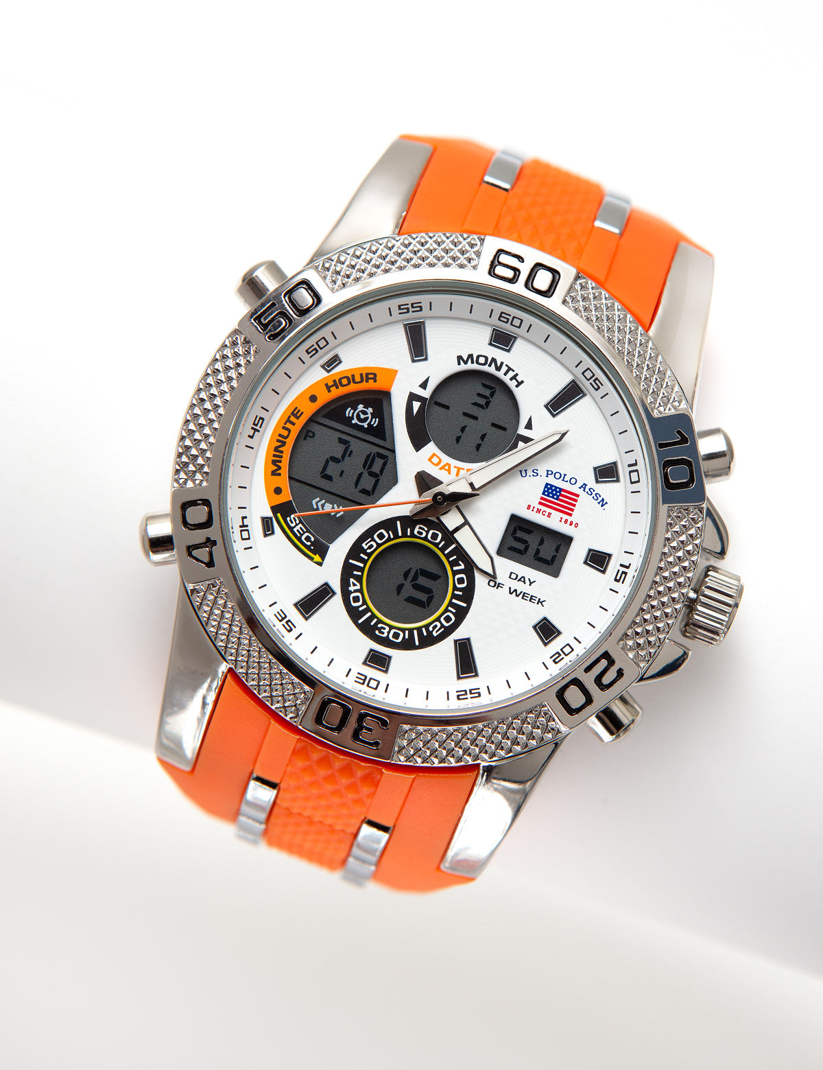 Orange Resin & Silver Link Ana-Digi Watch | U.S. Polo Assn.