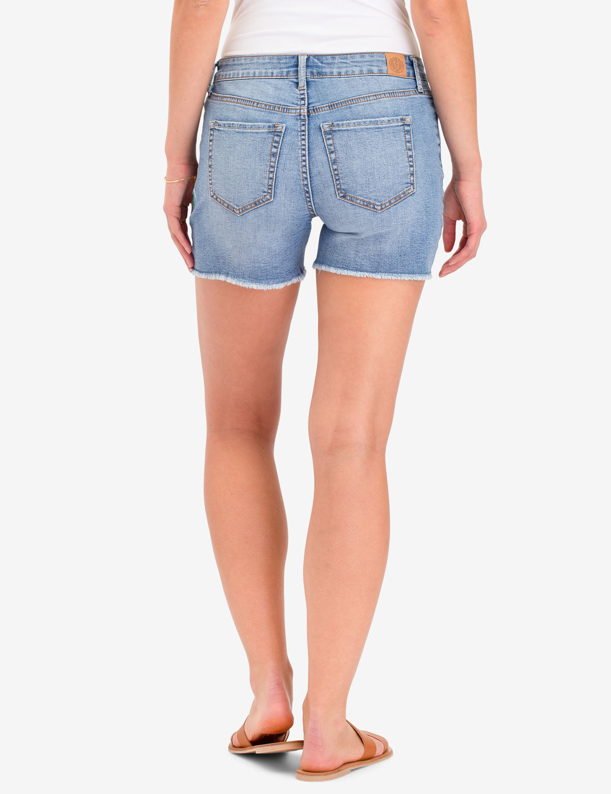 Floral Painted Denim Shorts with Stretch | Eco-Friendly Recycled Fabric