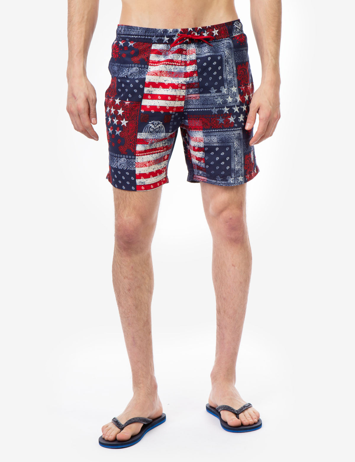 Paisley Americana Swim Trunks for Men | 7" Inseam & Drawstring Waist