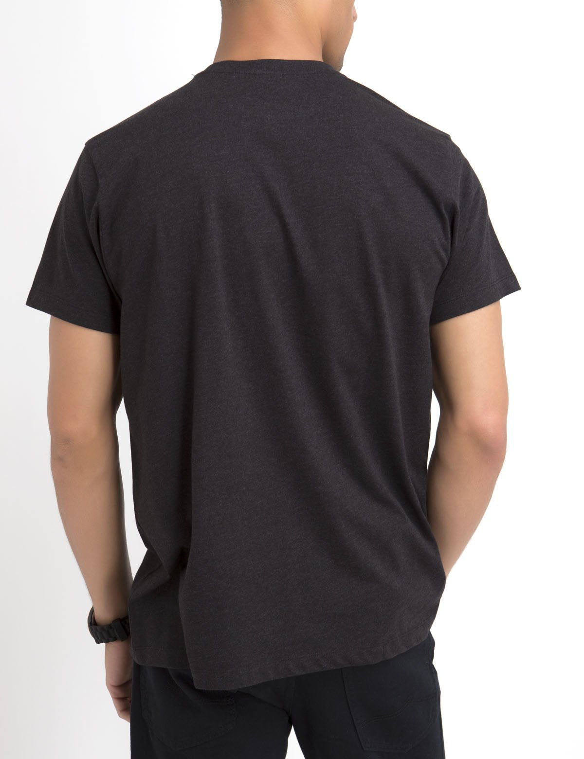 Classic Crew Neck T-Shirt with Embroidered Patch & Stripe Design