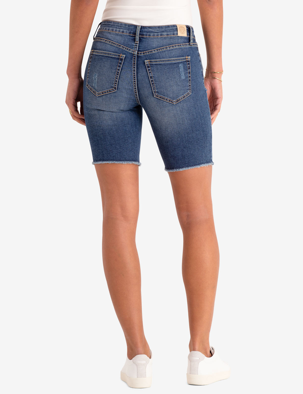 Floral Patch Denim Shorts with Stretch & Eco-Friendly Fabric