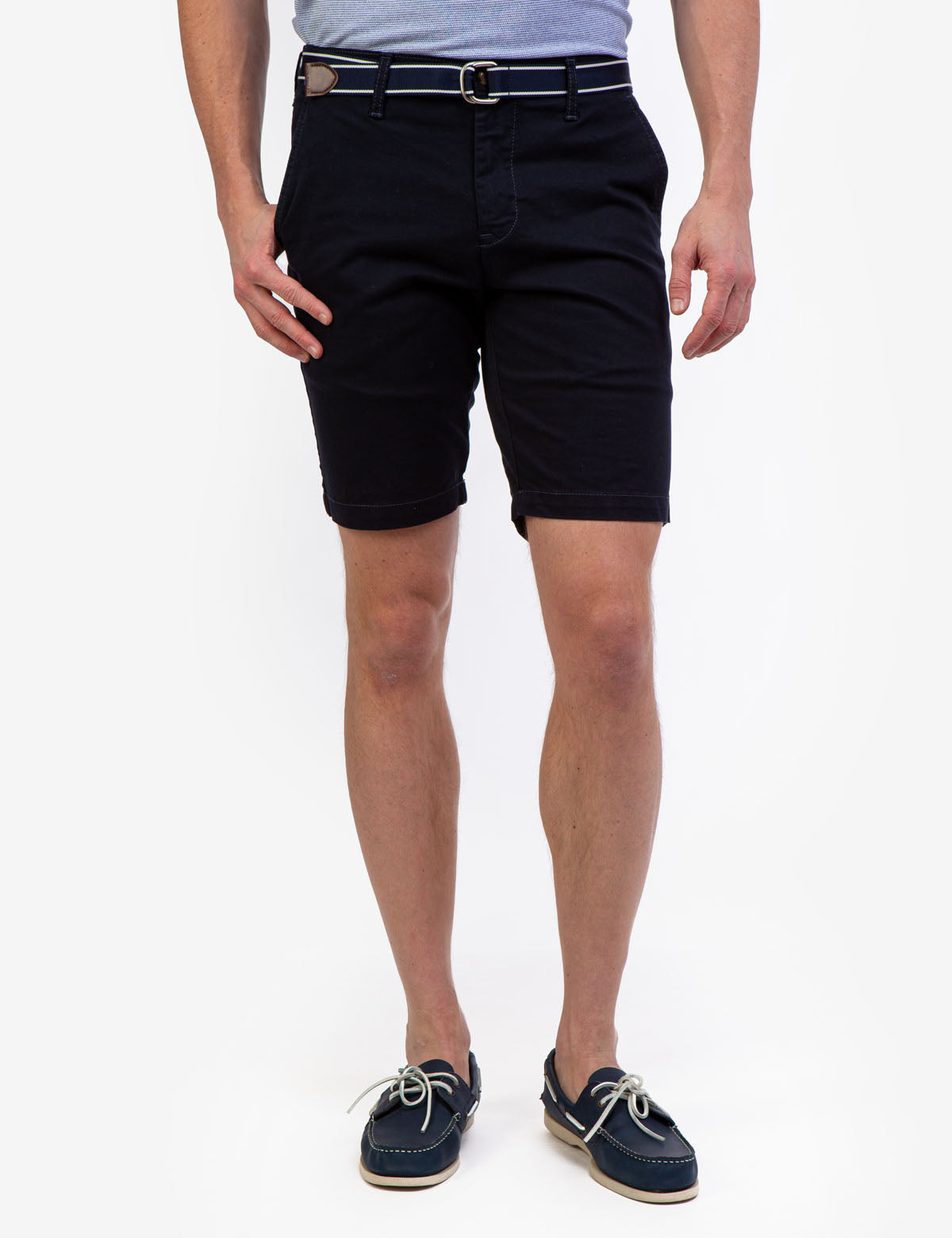 Men's Slim-Fit Belted Shorts with Zip Fly & Pockets | Hartford