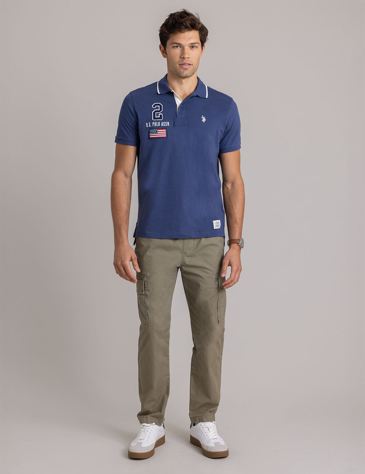 Peached Jersey Polo Shirt with Applique Detail | Casual Men's Top