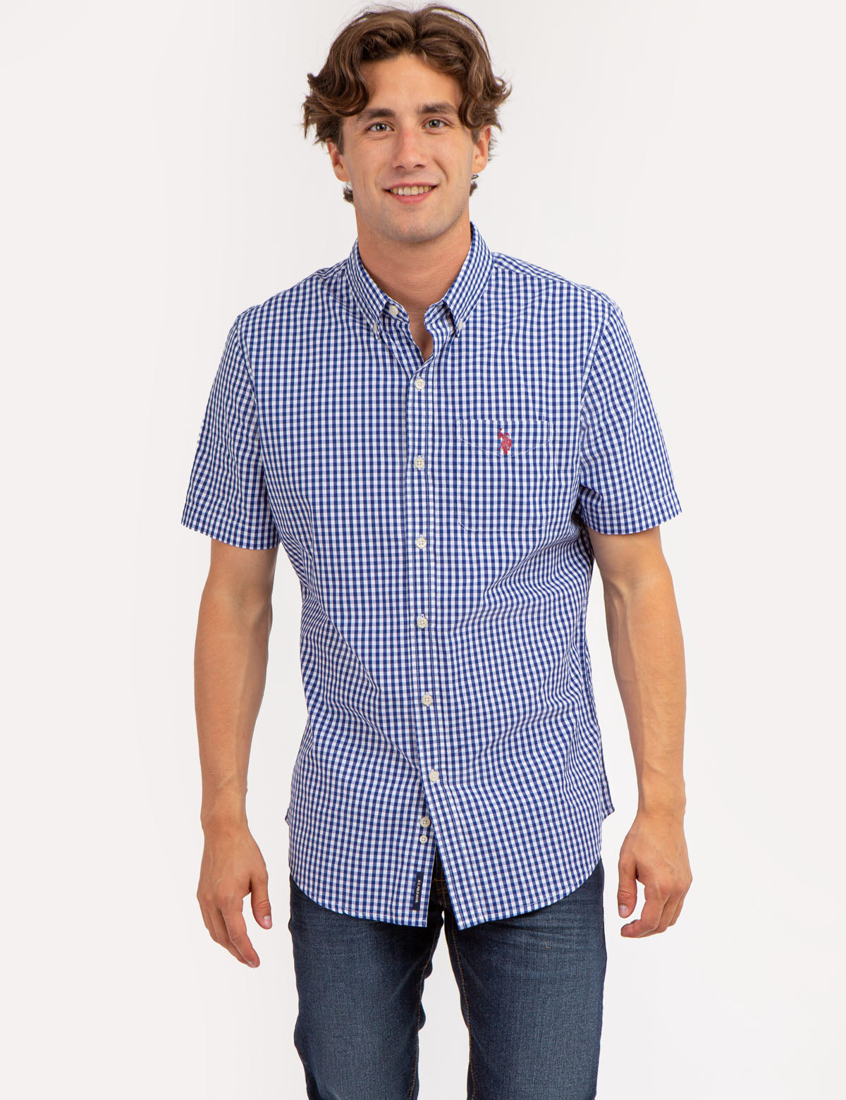 Plaid Short Sleeve Shirt in Peached Poplin | Casual Summer Wear