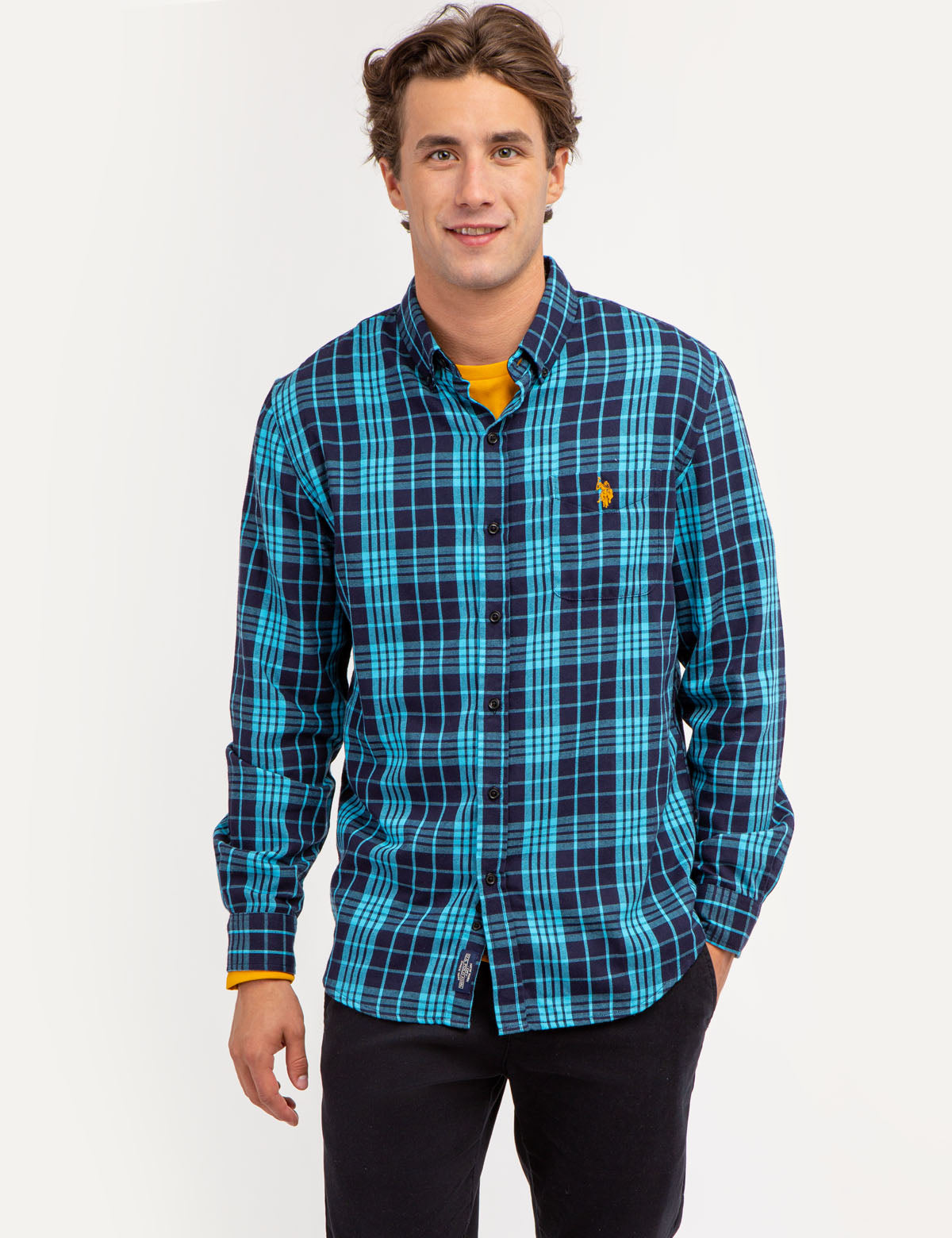 Peached Twill Plaid Shirt for Men | Yarn Dyed Cotton Blend