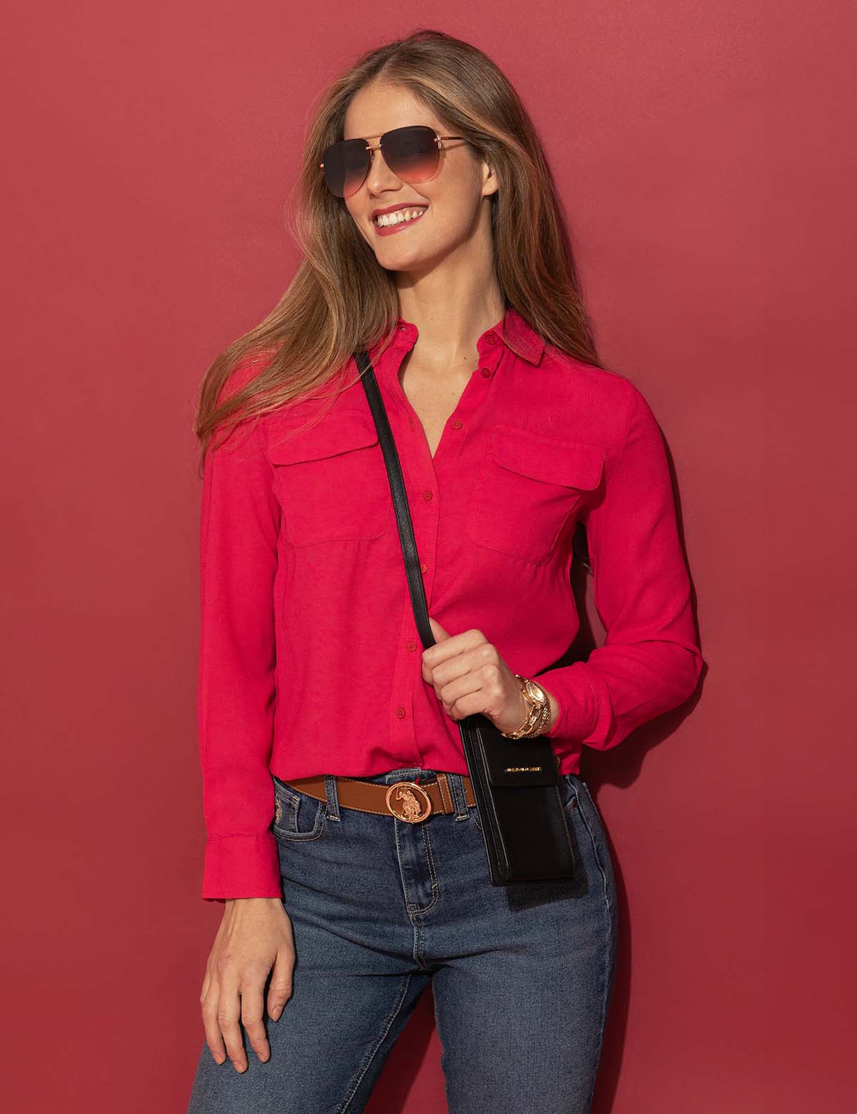 Crossbody Phone Bag with Card Slots & Snap Closure | PU Leather