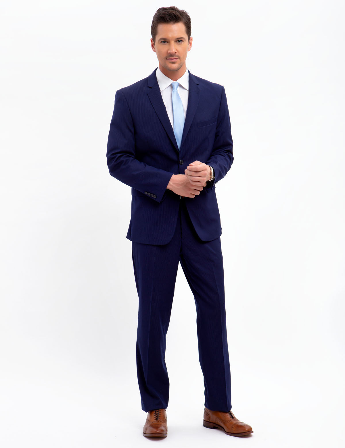 Men's Pinstripe Suit Jacket with Stretch Fabric | Travel-Ready Blazer