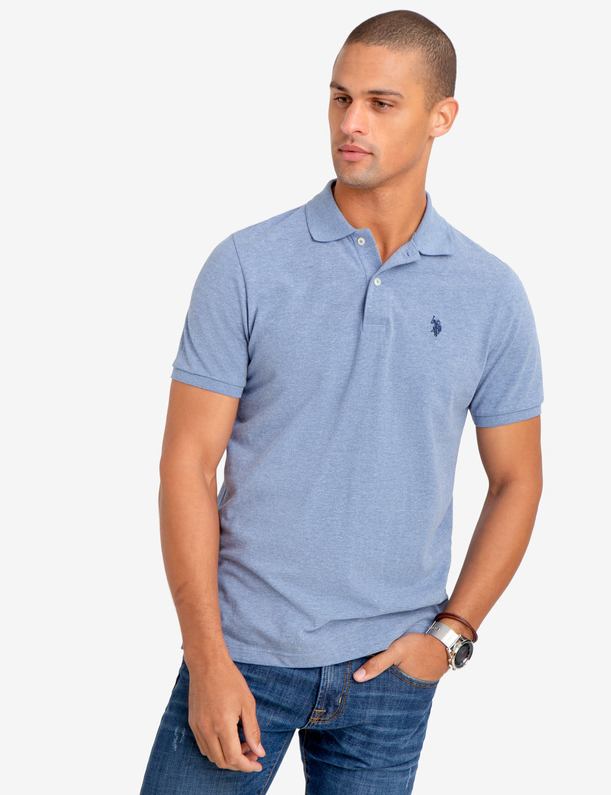 Men's Cotton Pique Polo Shirt with Logo | Small Casual Fit