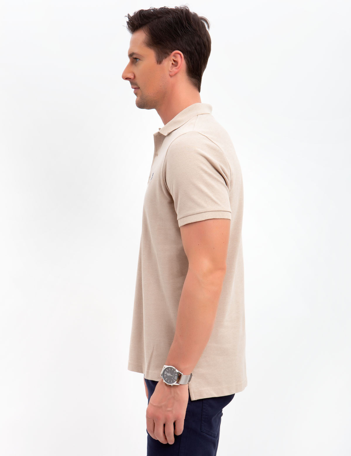 Men's Cotton Pique Polo Shirt with Logo | Small Casual Fit
