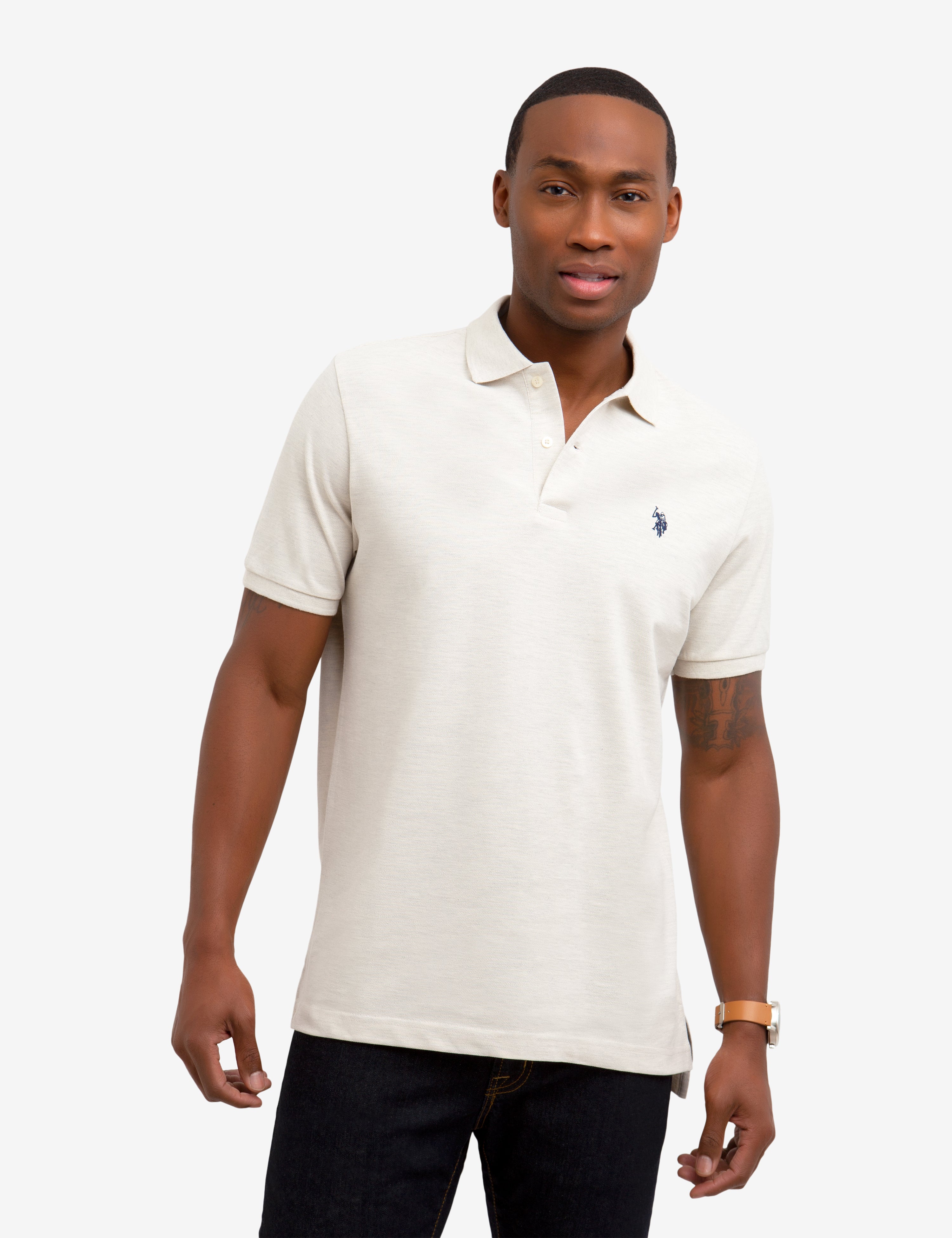 Men's Cotton Pique Polo Shirt with Logo | Small Casual Fit