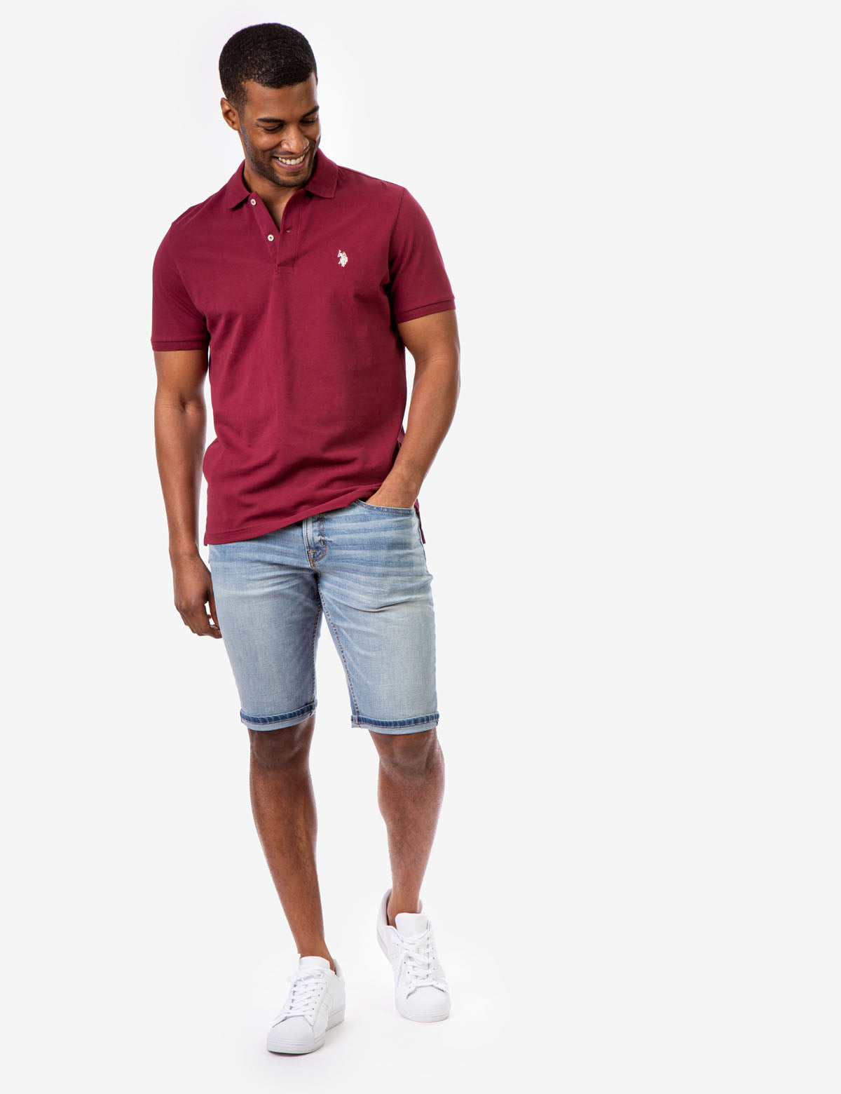 Men's Cotton Pique Polo Shirt with Logo | Small Casual Fit