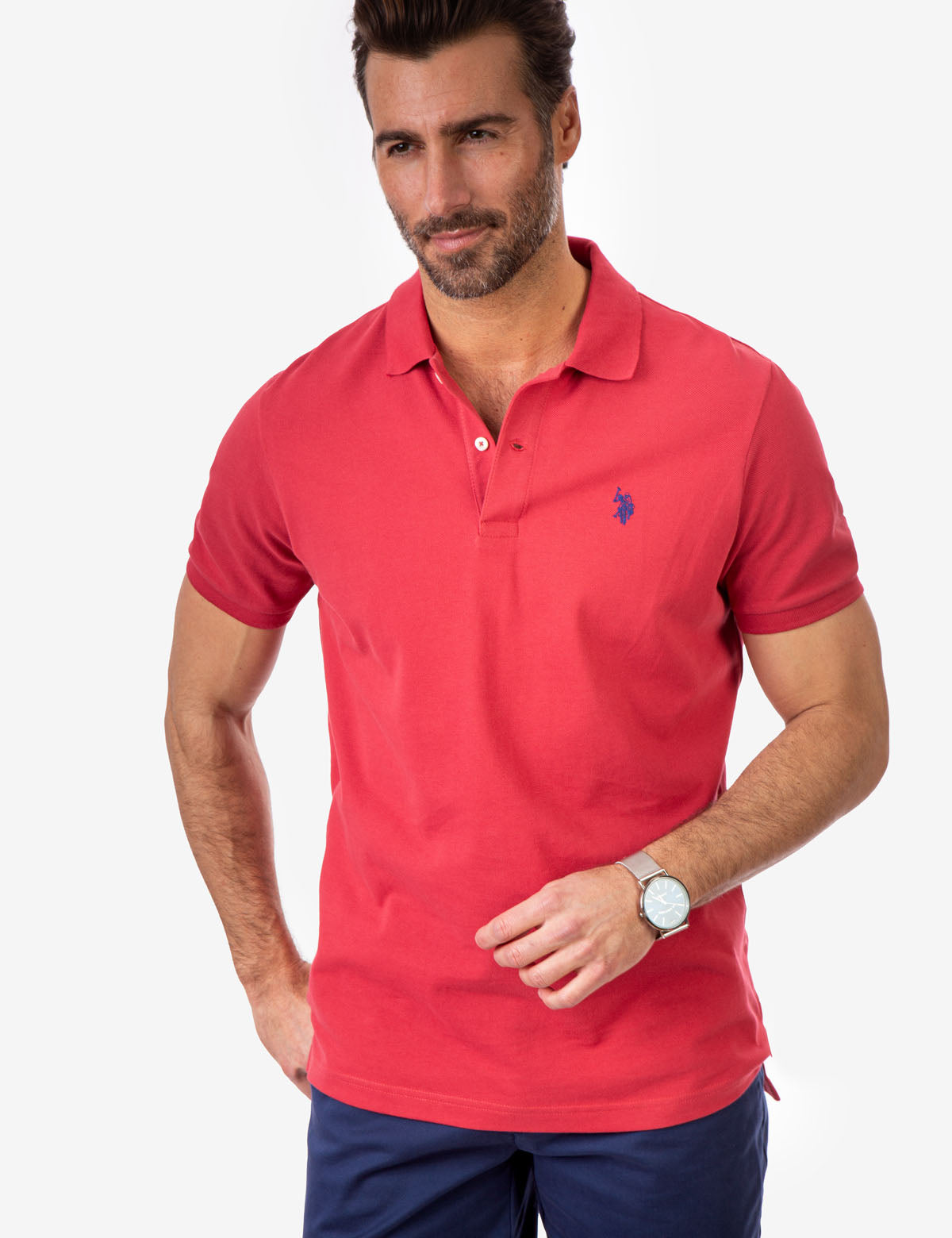Men's Cotton Pique Polo Shirt with Logo | Small Casual Fit