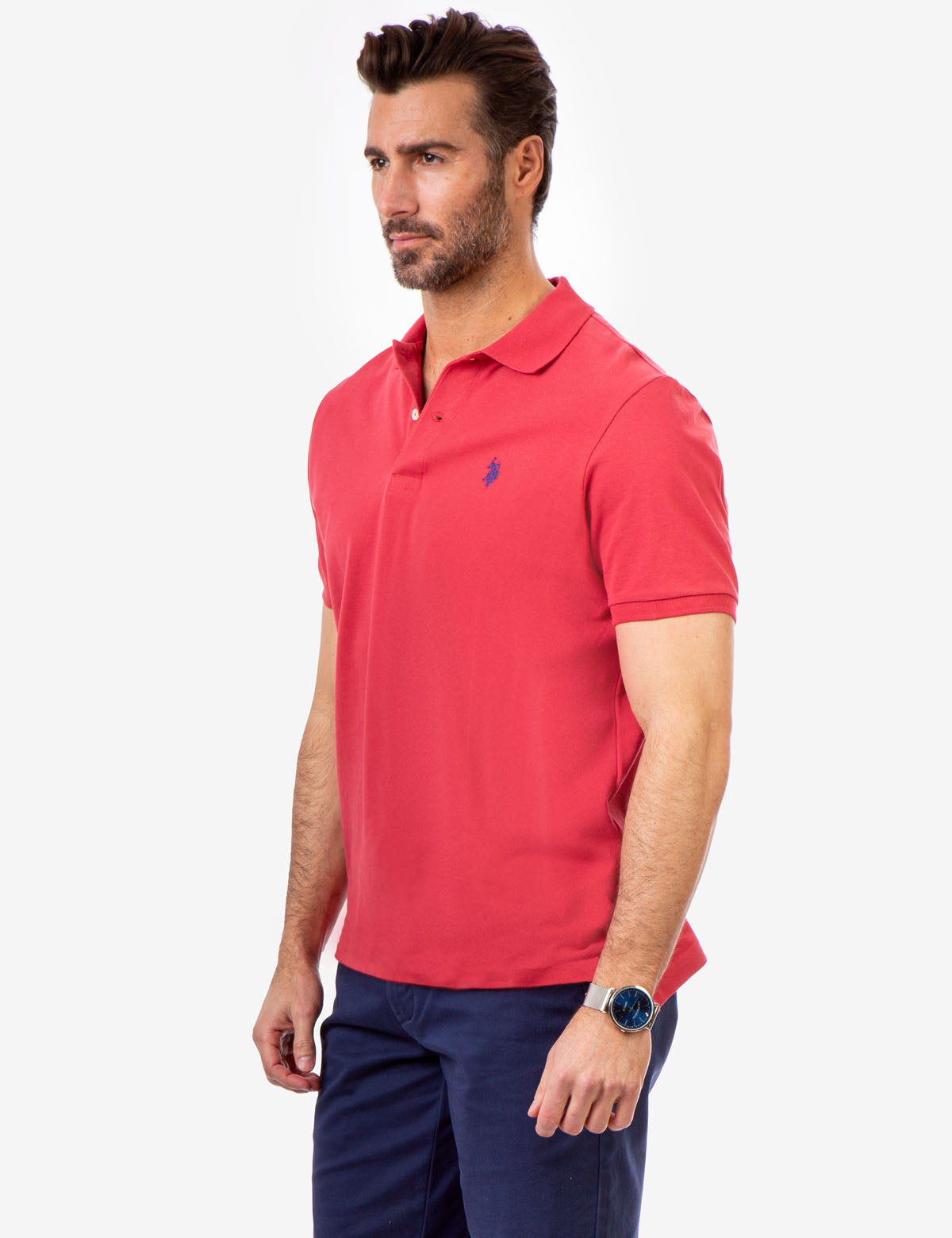 Men's Cotton Pique Polo Shirt with Logo | Small Casual Fit