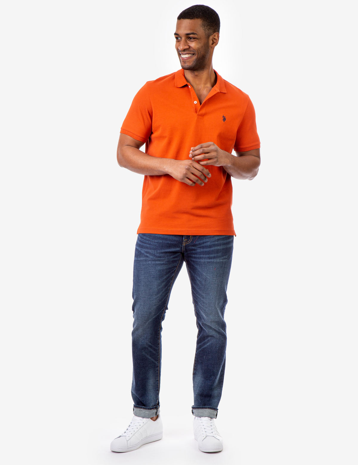 Men's Cotton Pique Polo Shirt with Logo | Small Casual Fit