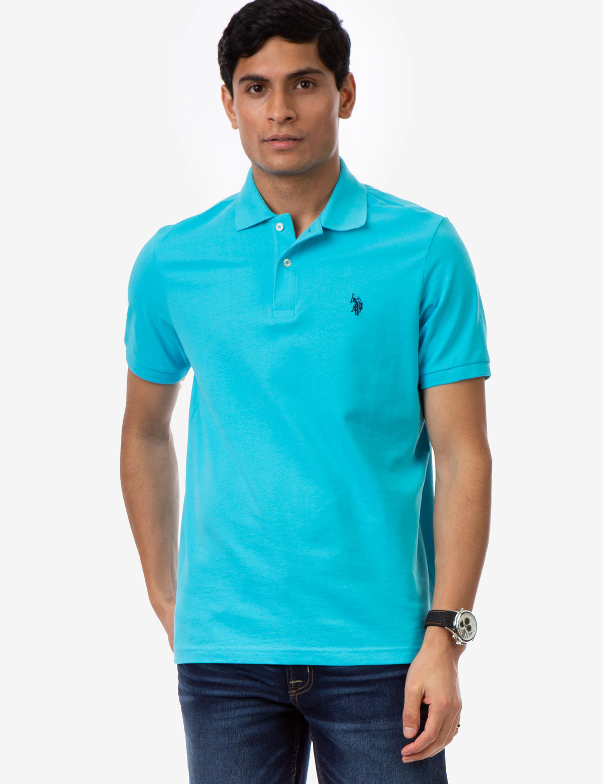 Men's Cotton Pique Polo Shirt with Logo | Small Casual Fit
