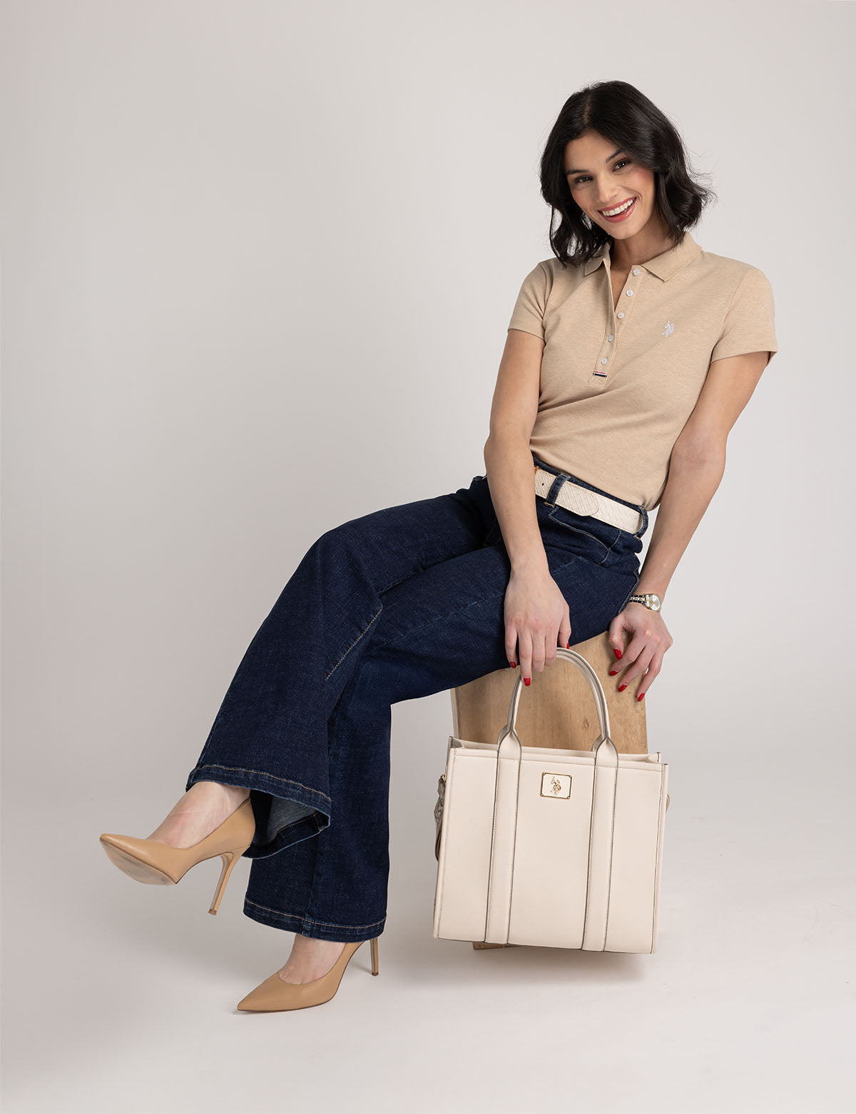 Leather Crossbody Tote Bag with Adjustable Strap | USPA Box Tote