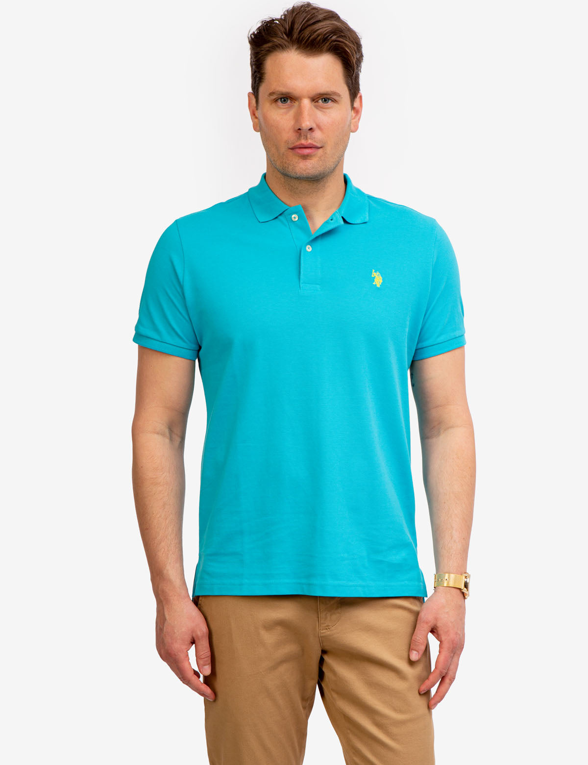 Men's Cotton Pique Polo Shirt with Logo | Small Casual Fit