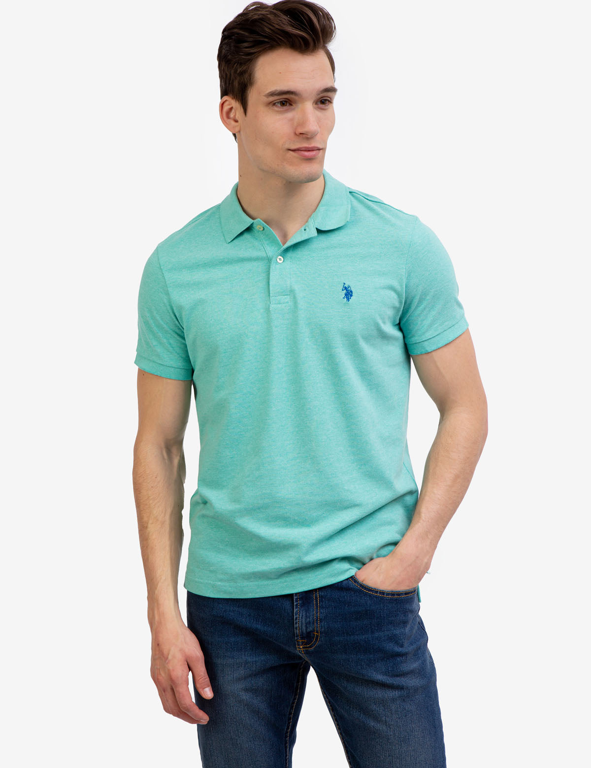 Men's Cotton Pique Polo Shirt with Logo | Small Casual Fit