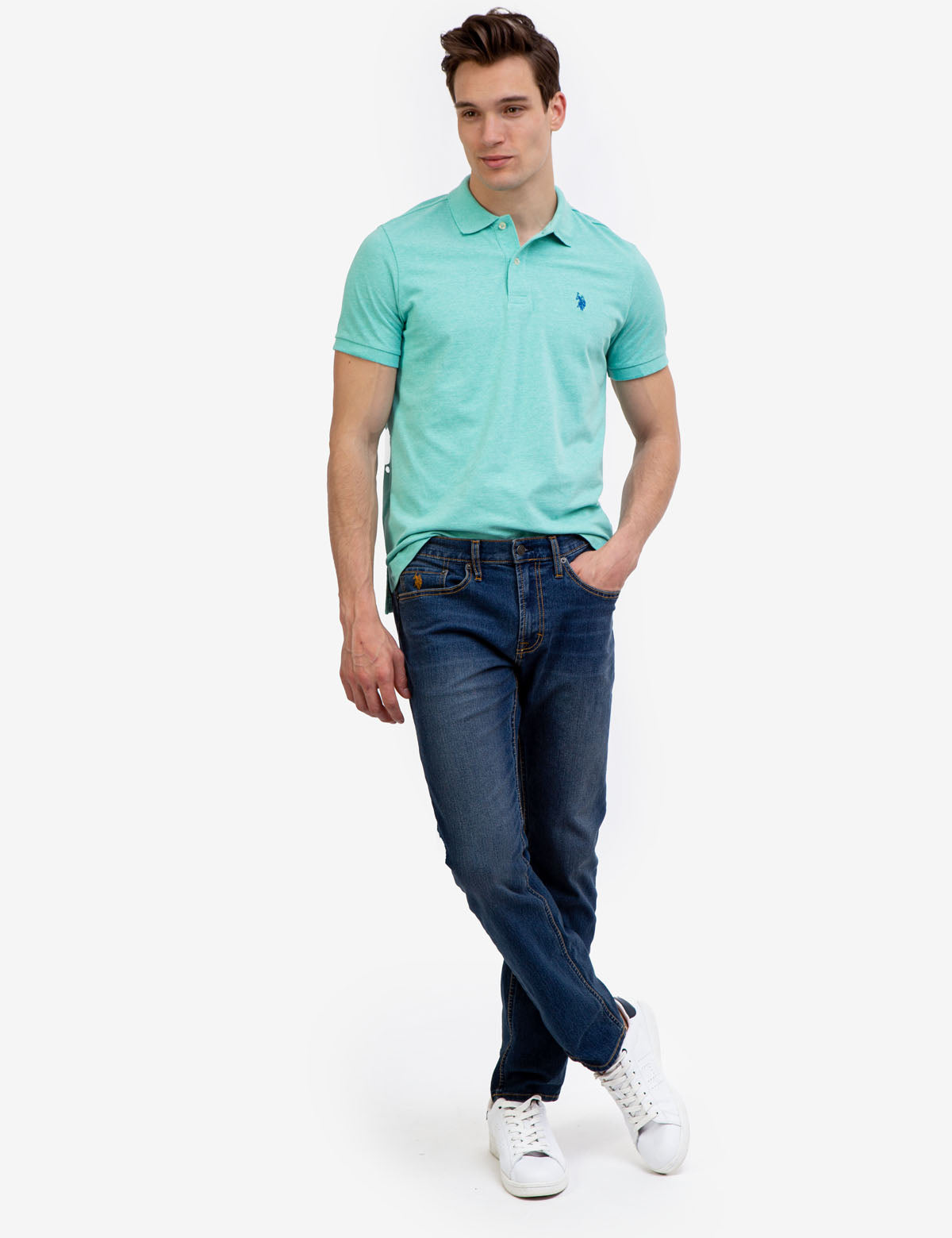 Men's Cotton Pique Polo Shirt with Logo | Small Casual Fit