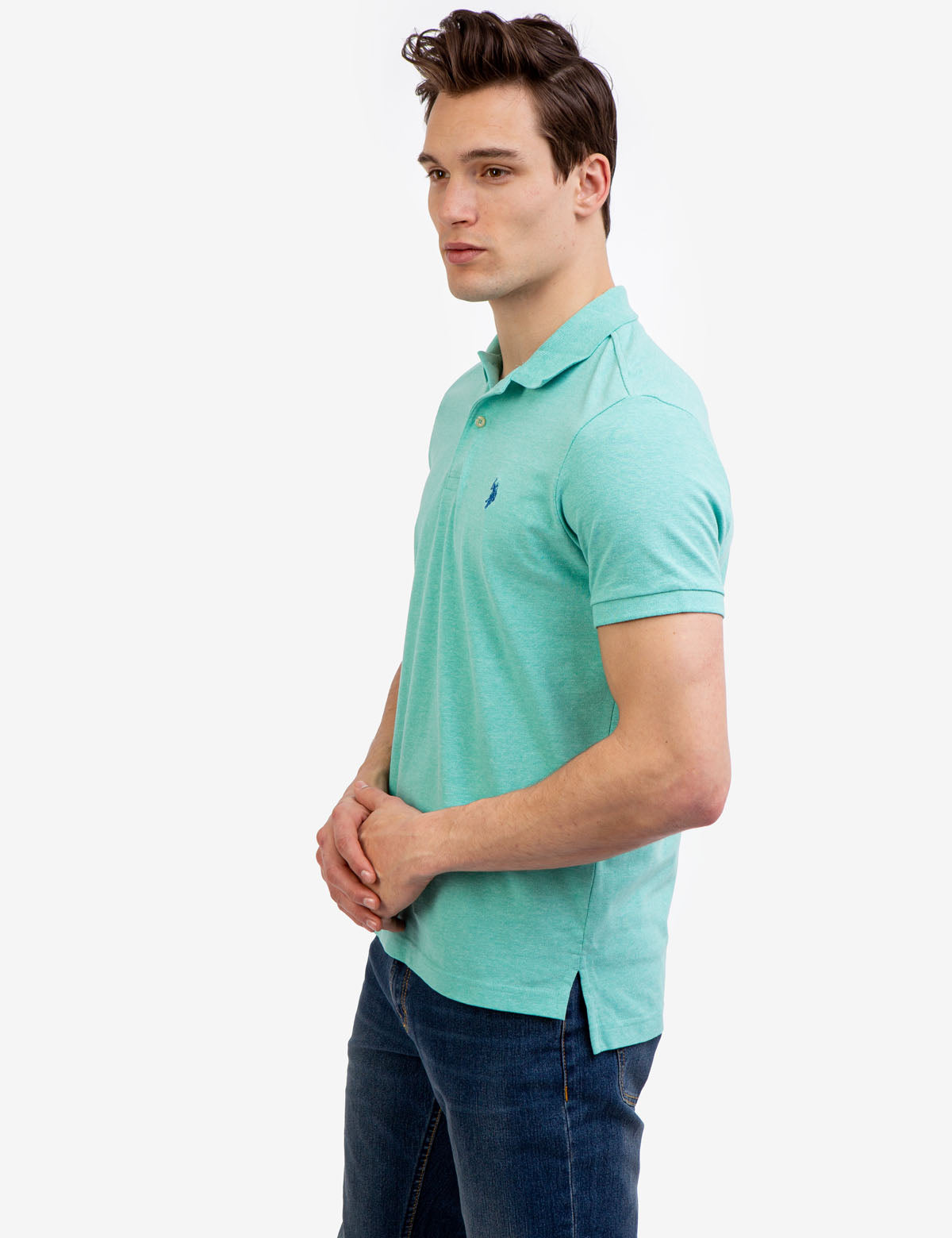 Men's Cotton Pique Polo Shirt with Logo | Small Casual Fit