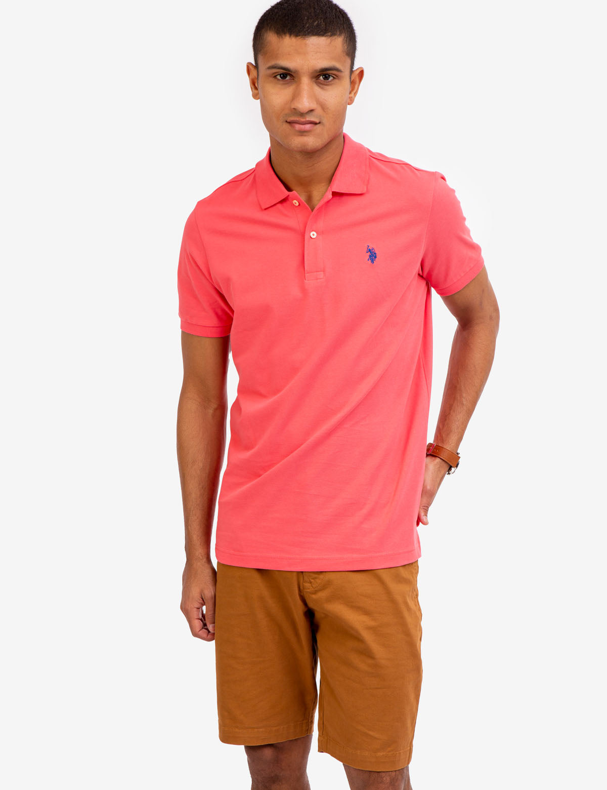 Men's Cotton Pique Polo Shirt with Logo | Small Casual Fit