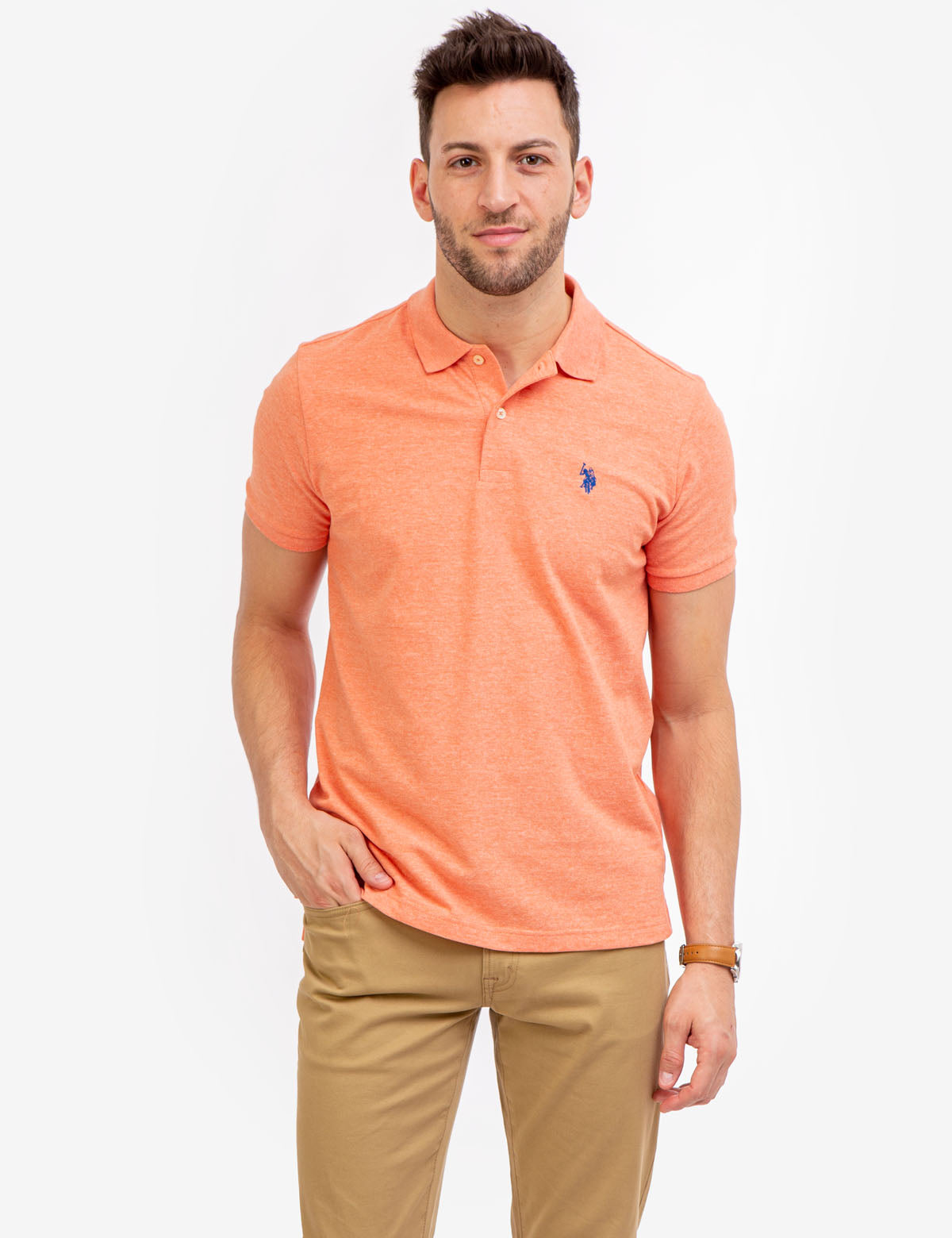 Men's Cotton Pique Polo Shirt with Logo | Small Casual Fit
