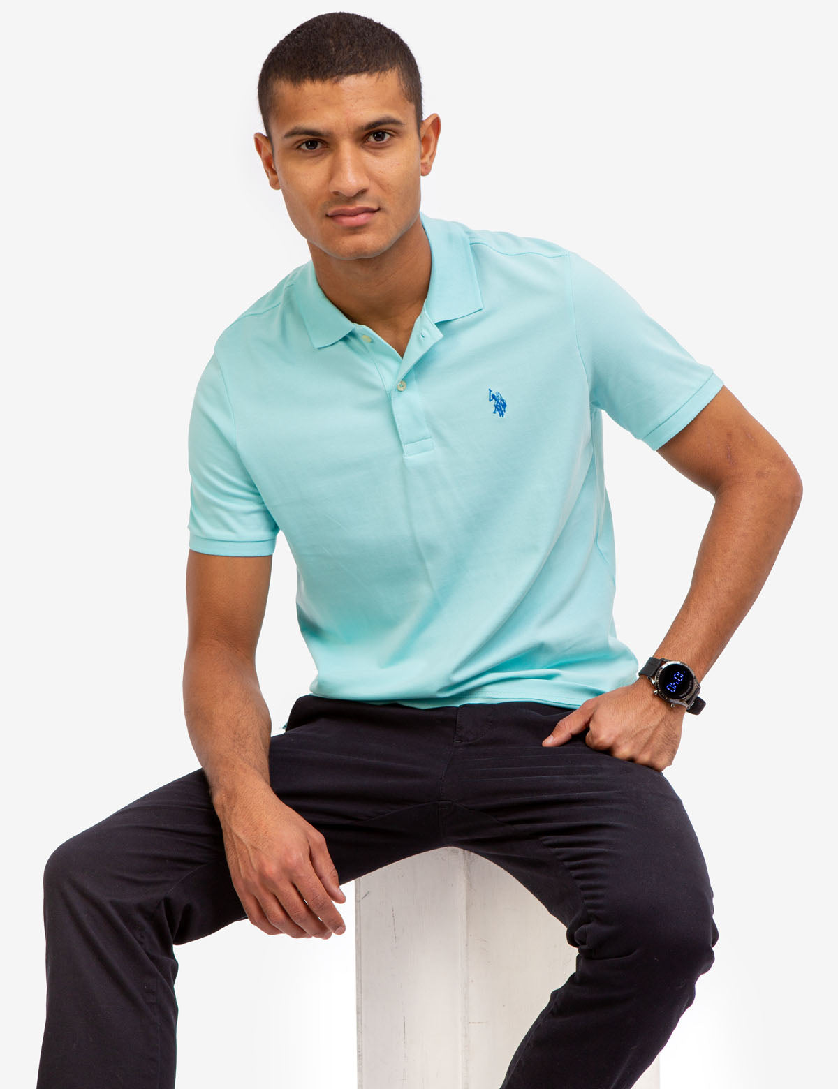Men's Cotton Pique Polo Shirt with Logo | Small Casual Fit