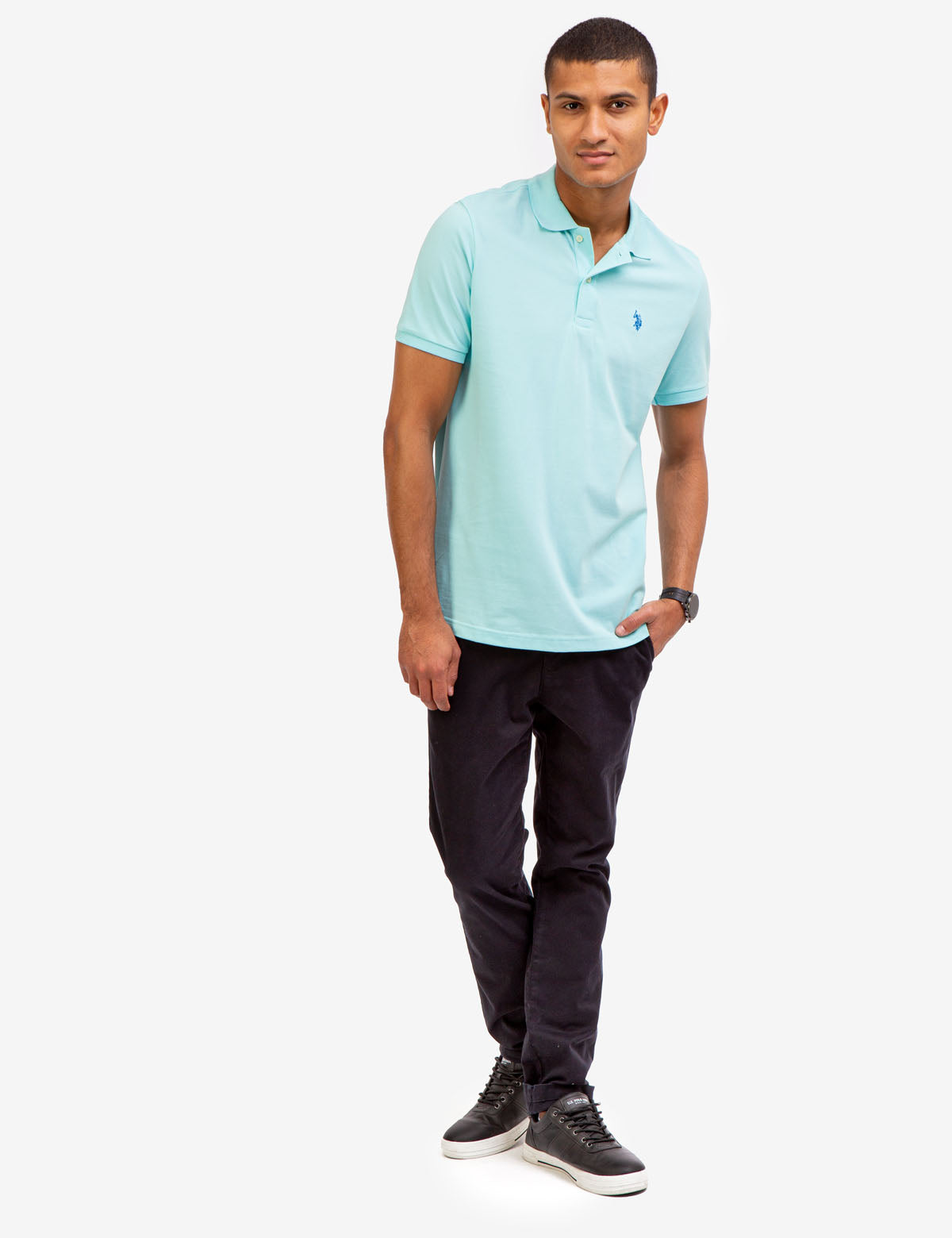 Men's Cotton Pique Polo Shirt with Logo | Small Casual Fit
