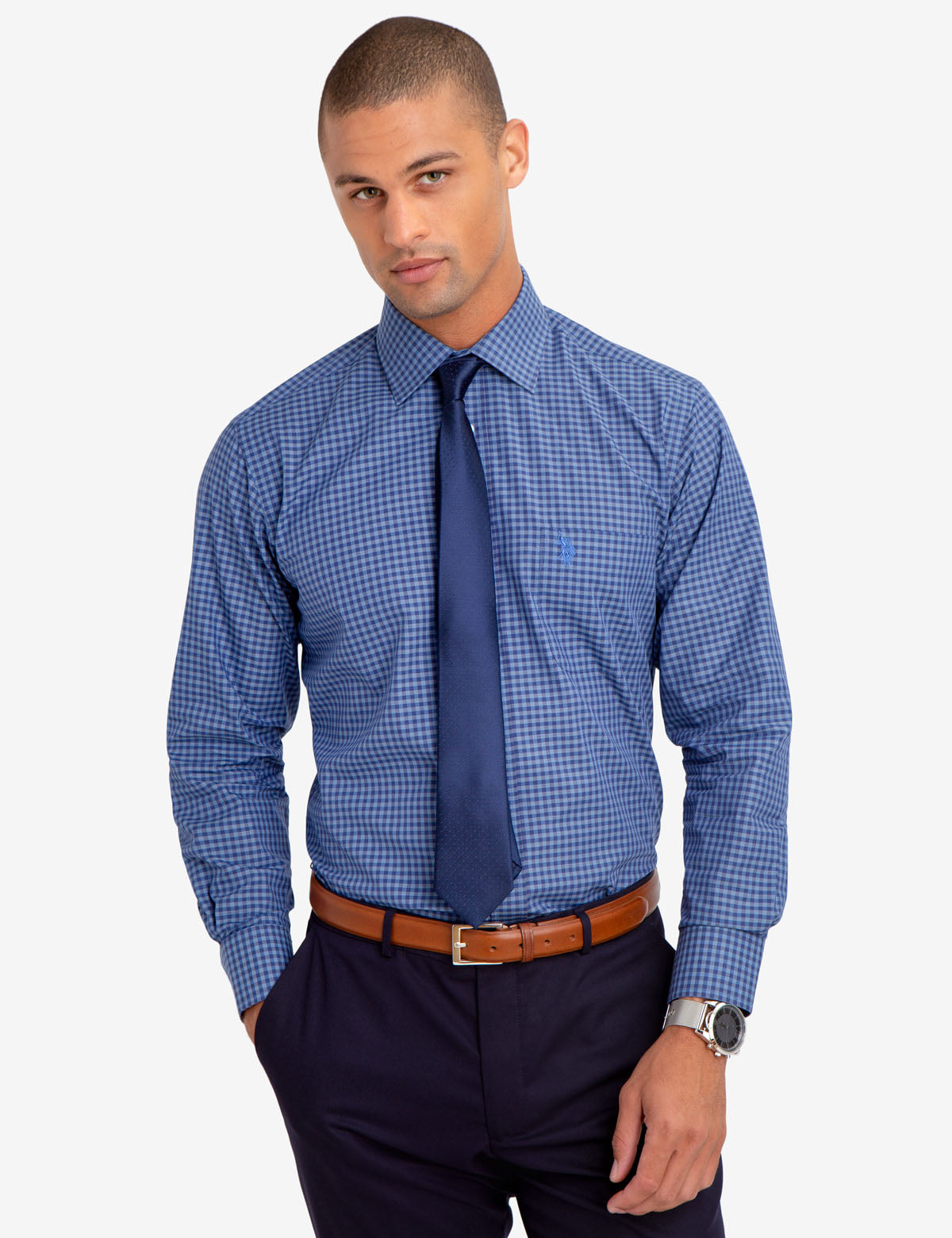 Plaid Dress Shirt for Men | Cotton-Polyester Blend & Regular Fit