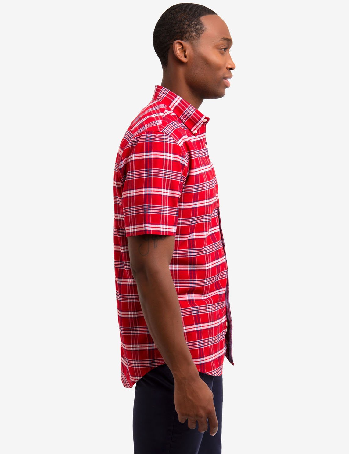 Plaid Oxford Shirt with Contrast Collar & Logo Pocket | Casual Wear