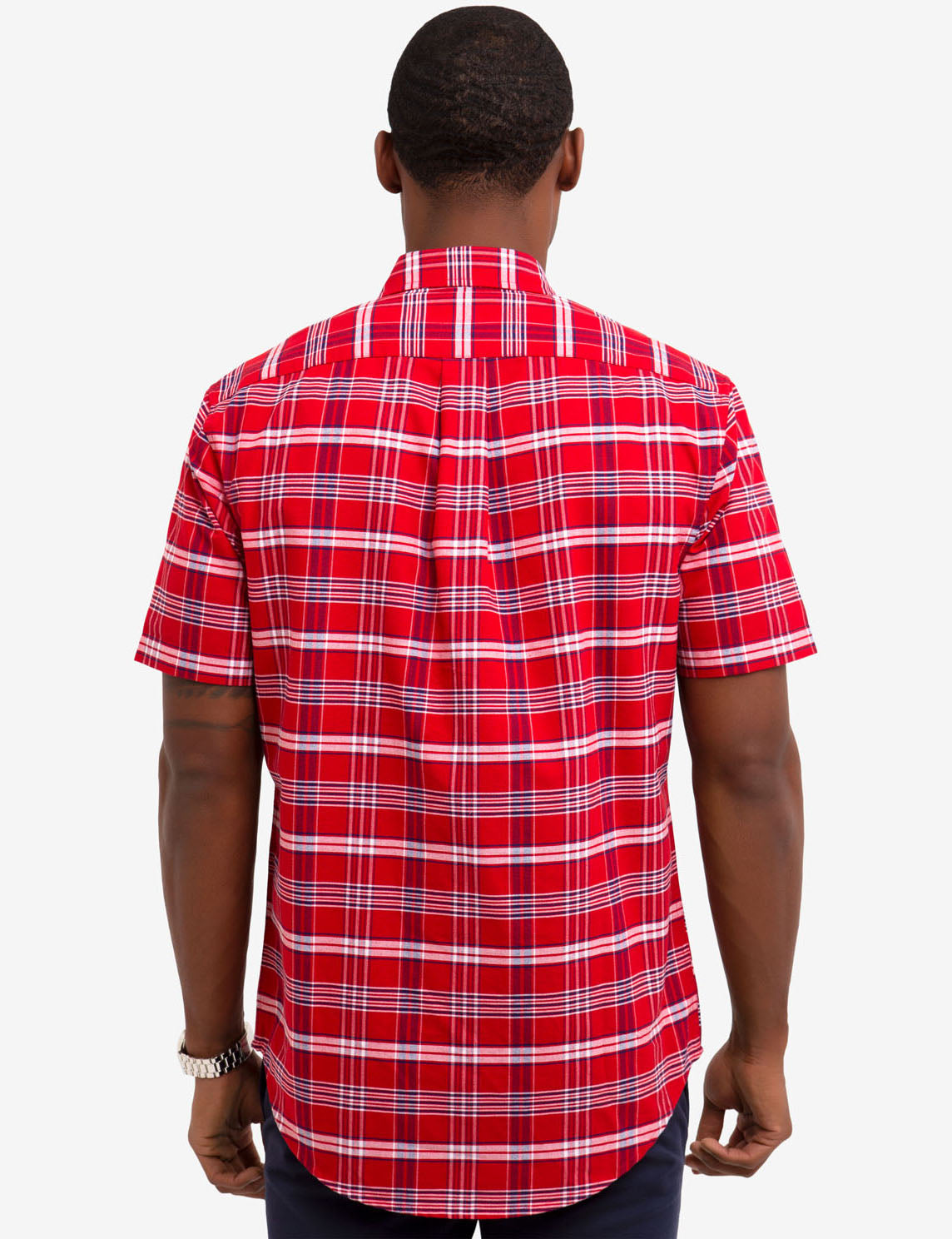Plaid Oxford Shirt with Contrast Collar & Logo Pocket | Casual Wear