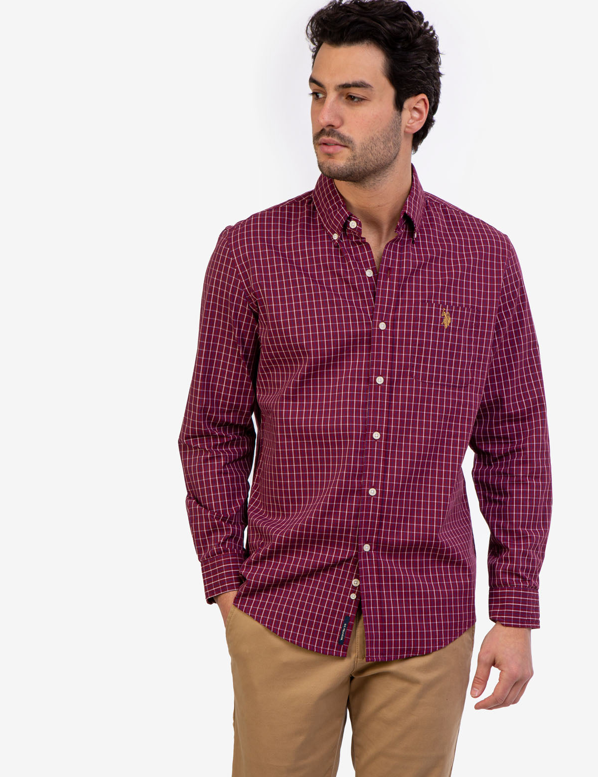 Plaid Stretch Poplin Long Sleeve Shirt | Comfort Fit