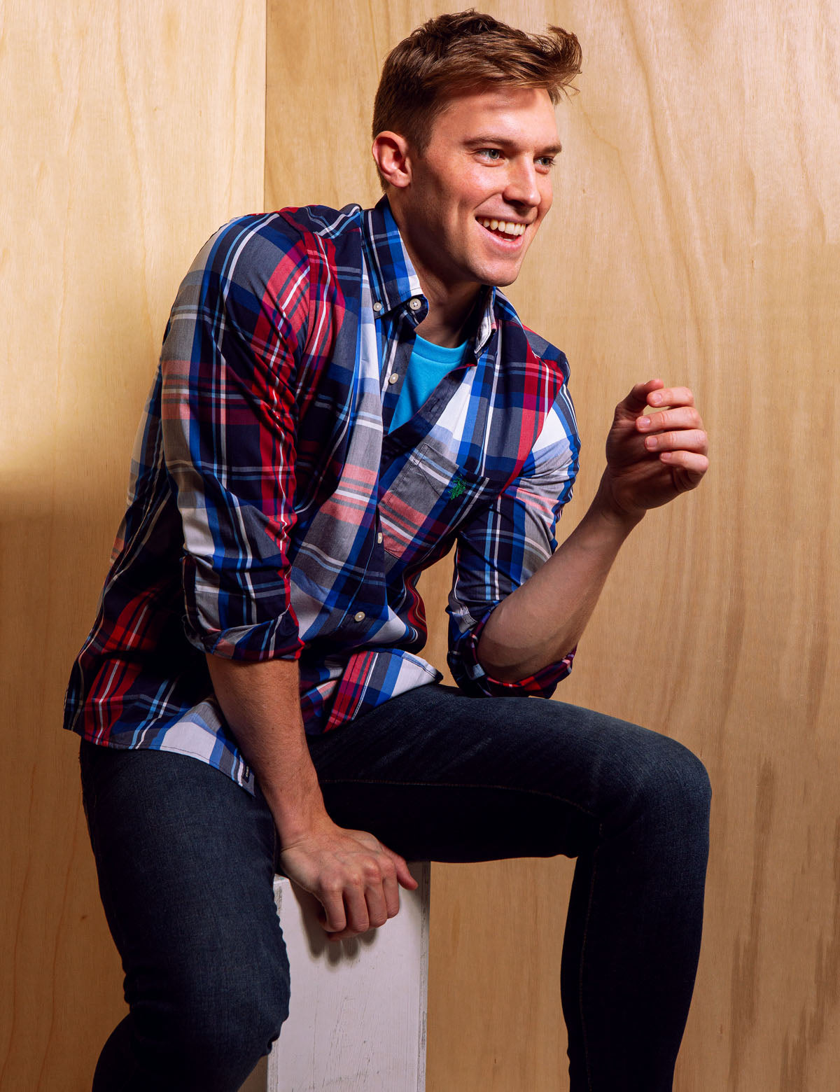 Plaid Stretch Poplin Long Sleeve Shirt | Comfort Fit